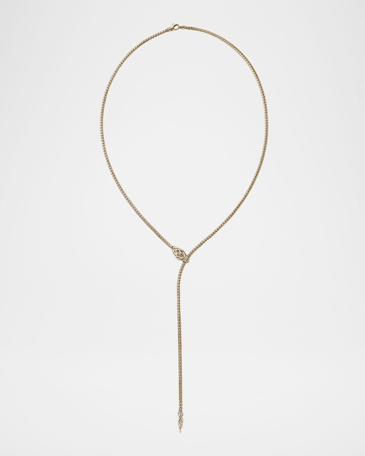 John Hardy Naga 14K Yellow Gold Lariat Necklace with Diamonds, 2.5mm