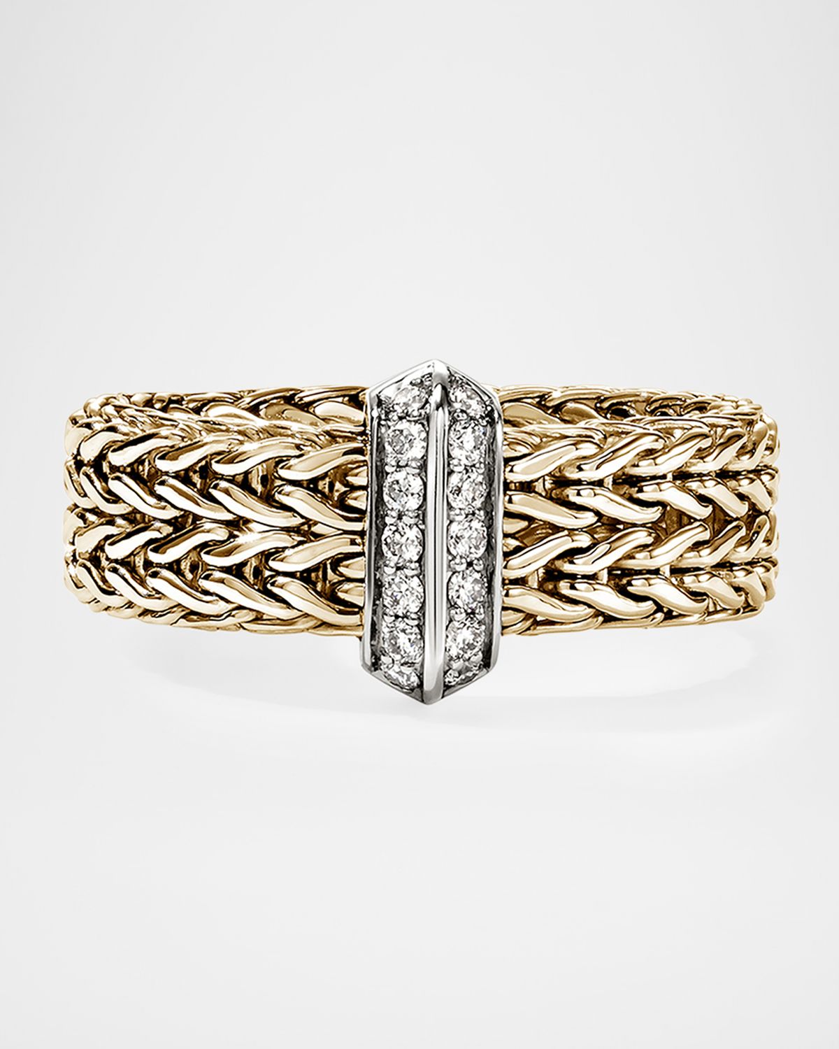 John Hardy Icon Link 14K Yellow Gold and Diamond Bar Ring, 6mm