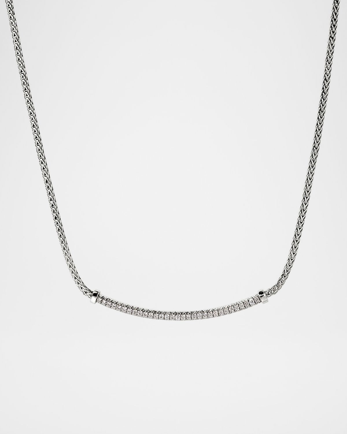 John Hardy JH Essential Sterling Silver Diamond Pave Necklace, 1.8mm