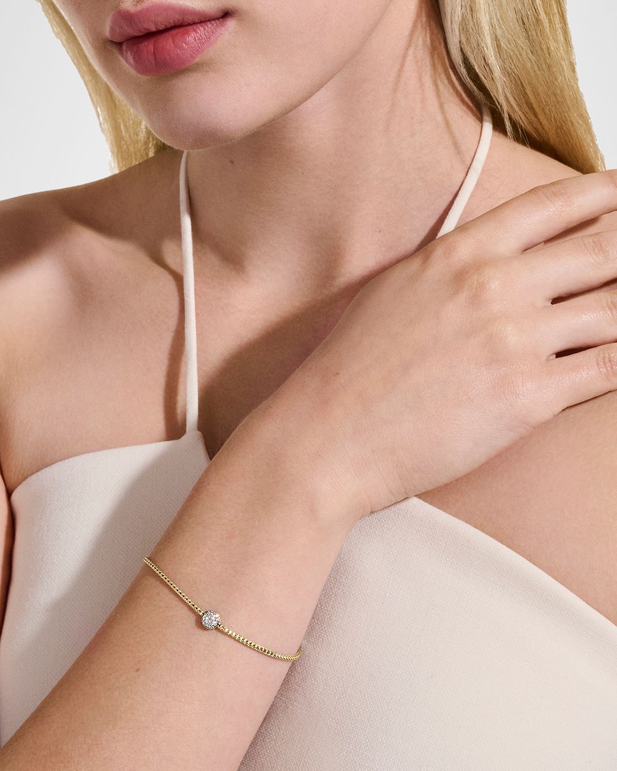 John Hardy JH Essential 14K Yellow Gold Diamond Pave Bracelet, 1.8mm