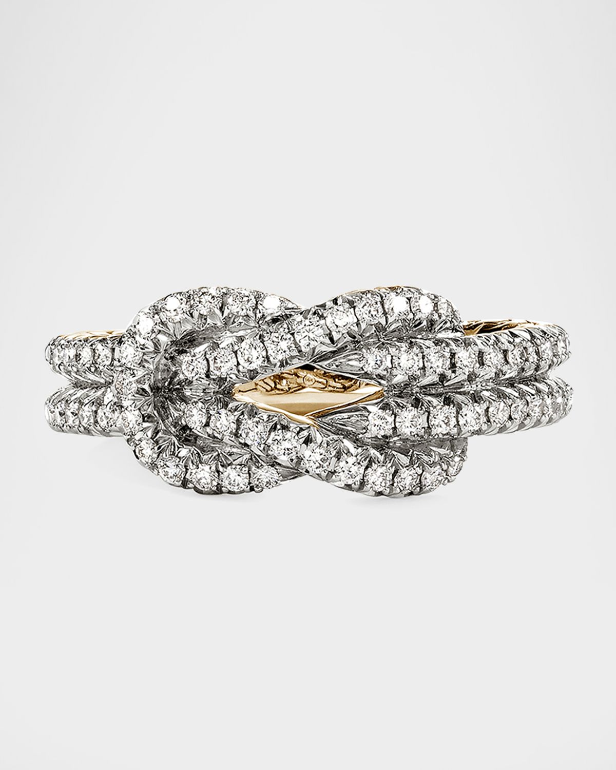 John Hardy 14K Yellow Gold Diamond Pave Love Knot Ring