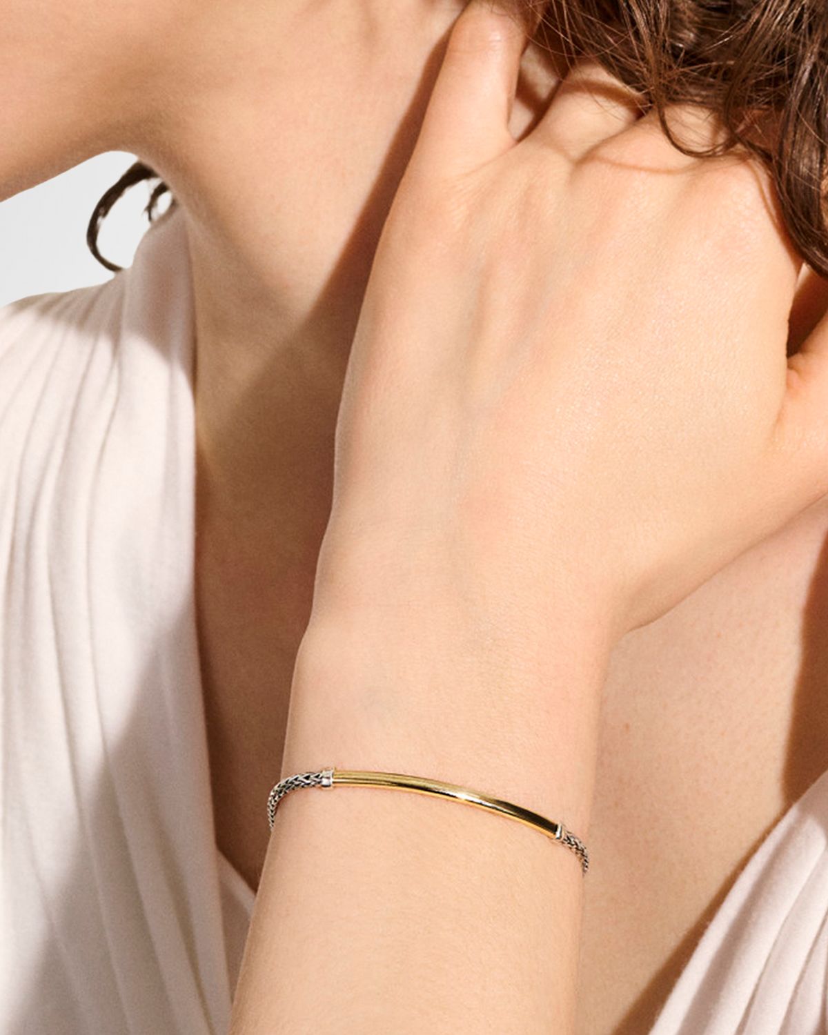 John Hardy JH Essential 14K Yellow Gold and Sterling Silver Chain Bracelet, 2.5mm