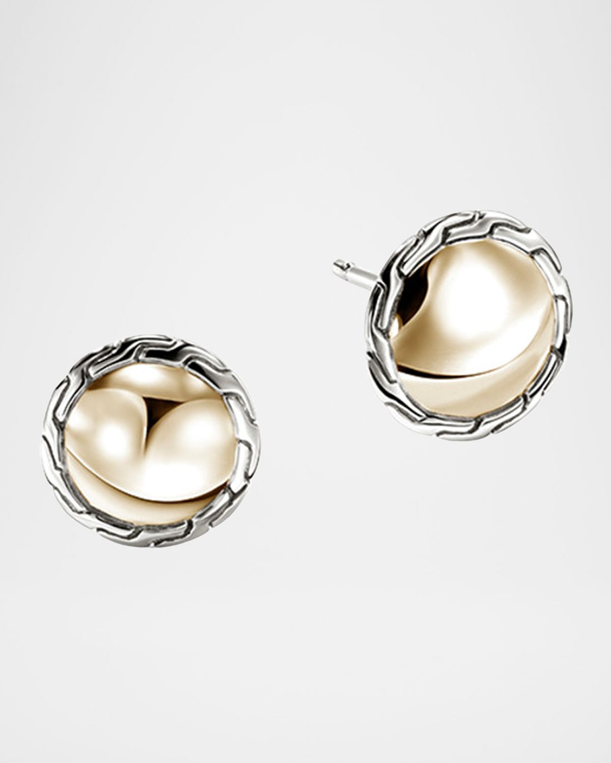 John Hardy JH Essential 14K Yellow Gold and Sterling Silver Stud Earrings, 10mm