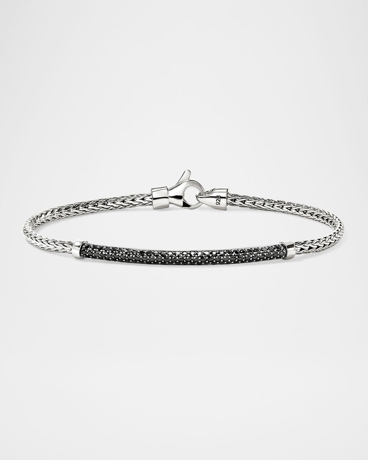 John Hardy JH Essential Sterling Silver Black Sapphire Pave Bracelet, 2.5mm