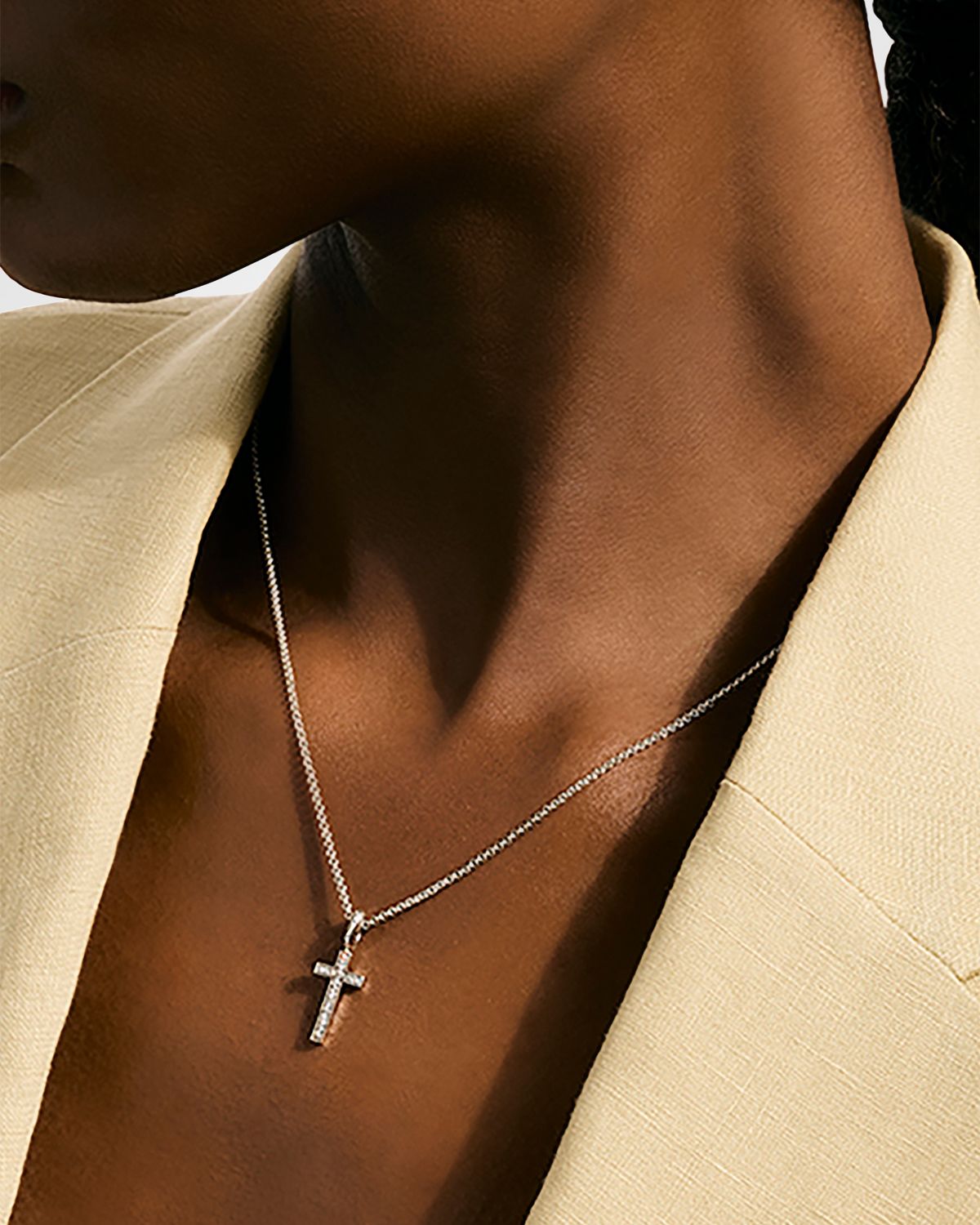 John Hardy JH Essential Sterling Silver Diamond Cross Necklace, 18"L