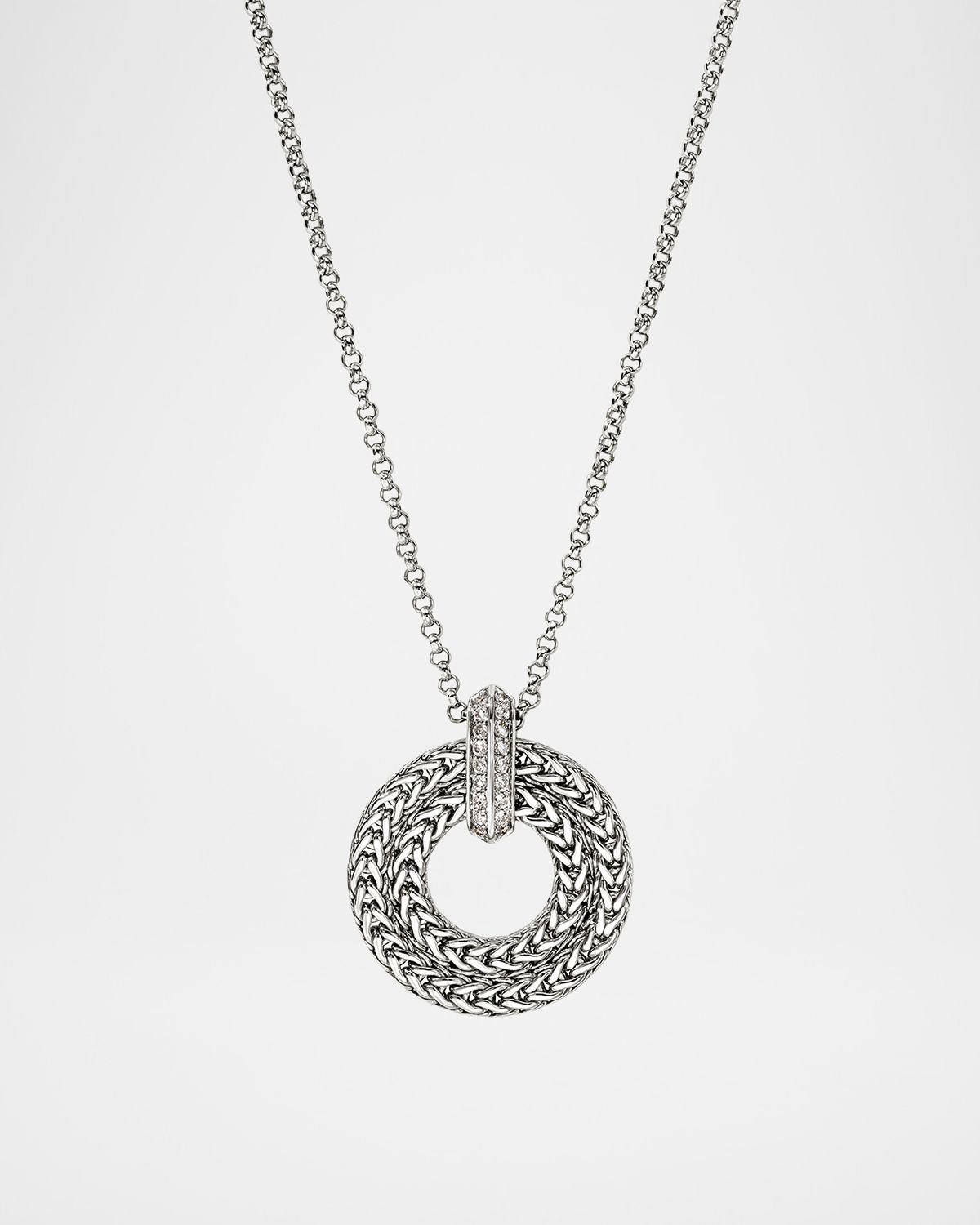 John Hardy Icon Link Sterling Silver Pendant Necklace with Diamonds, 2mm, 18"L