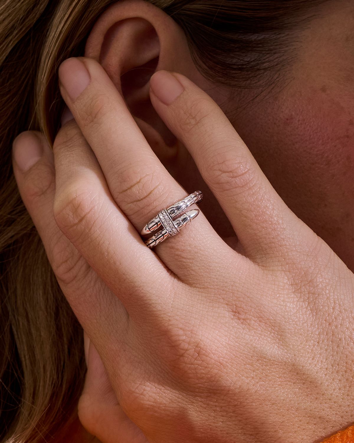 John Hardy Sterling Silver Diamond Pave Spear Ring