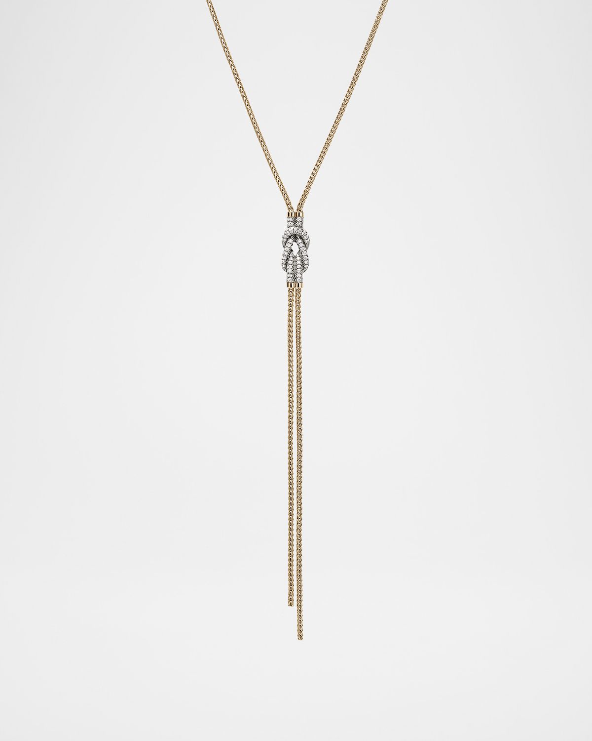 John Hardy 14K Pave Love Knot Y Necklace