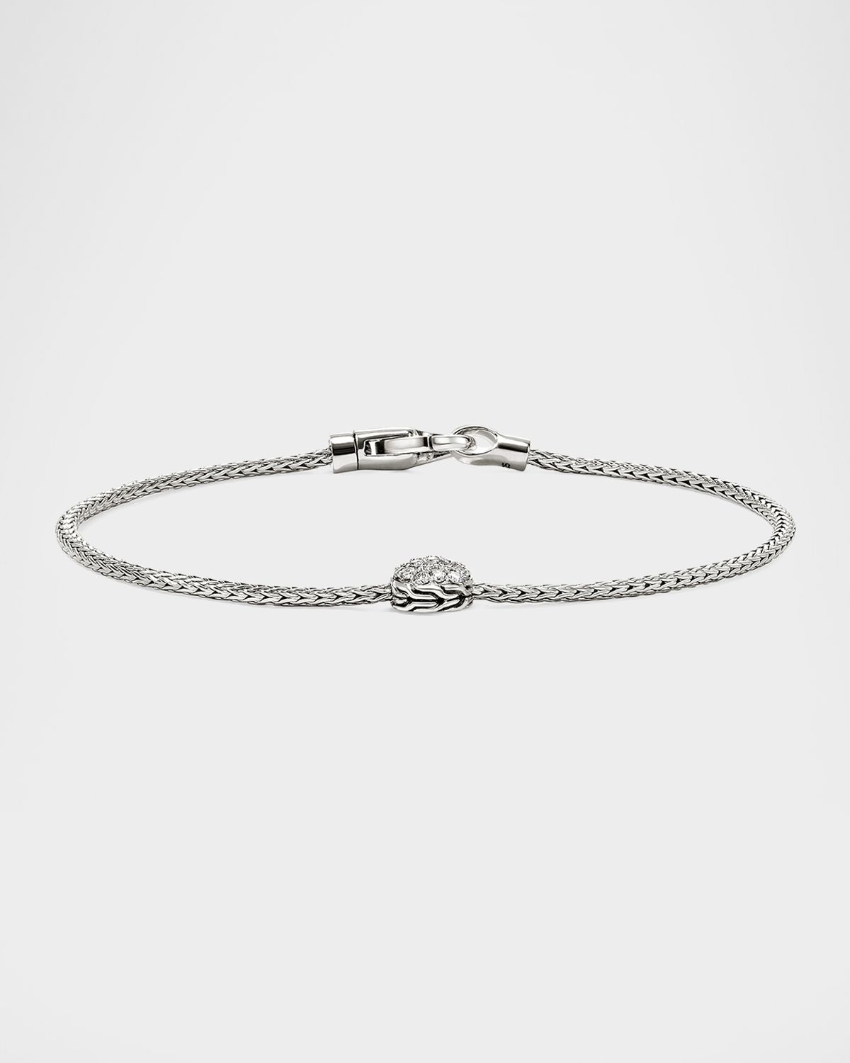 John Hardy JH Essential Sterling Silver Diamond Pave Station Bracelet, 1.8mm