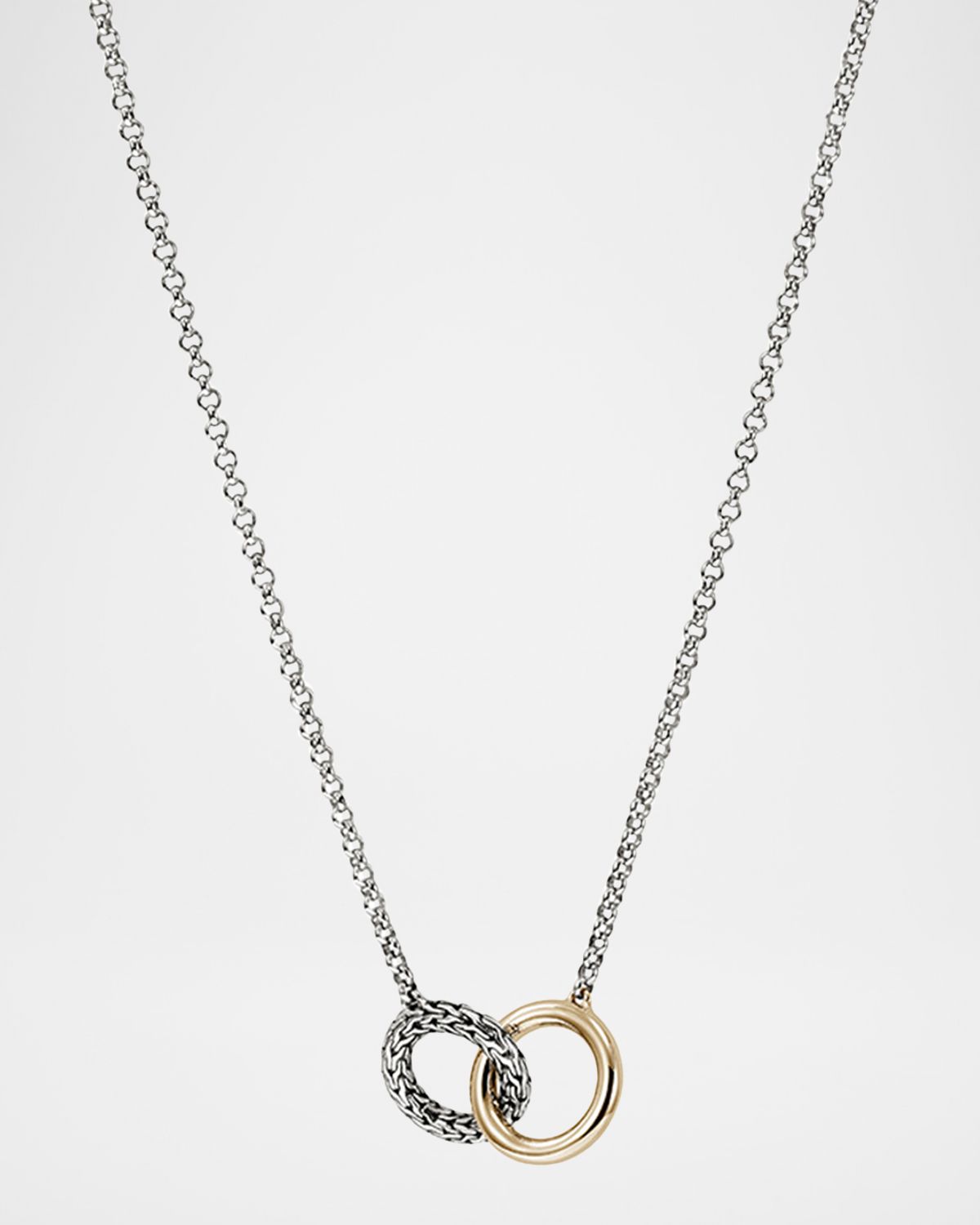 John Hardy JH Essential Linked Sterling Silver and 18K Yellow Gold Necklace