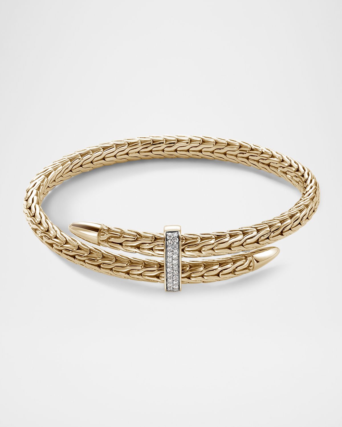 John Hardy Spear Flex 14K Gold Cuff Bracelet with Diamonds