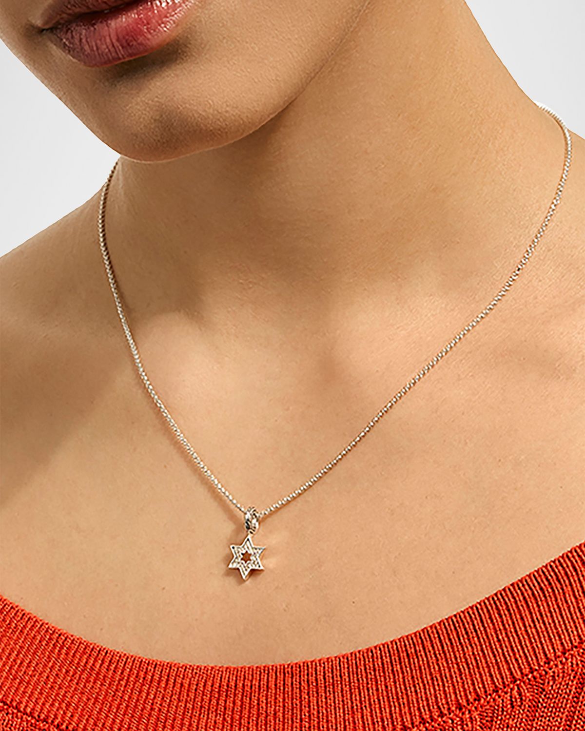 John Hardy JH Essential Sterling Silver Diamond Star of David Necklace, 1.5mm, 18"L