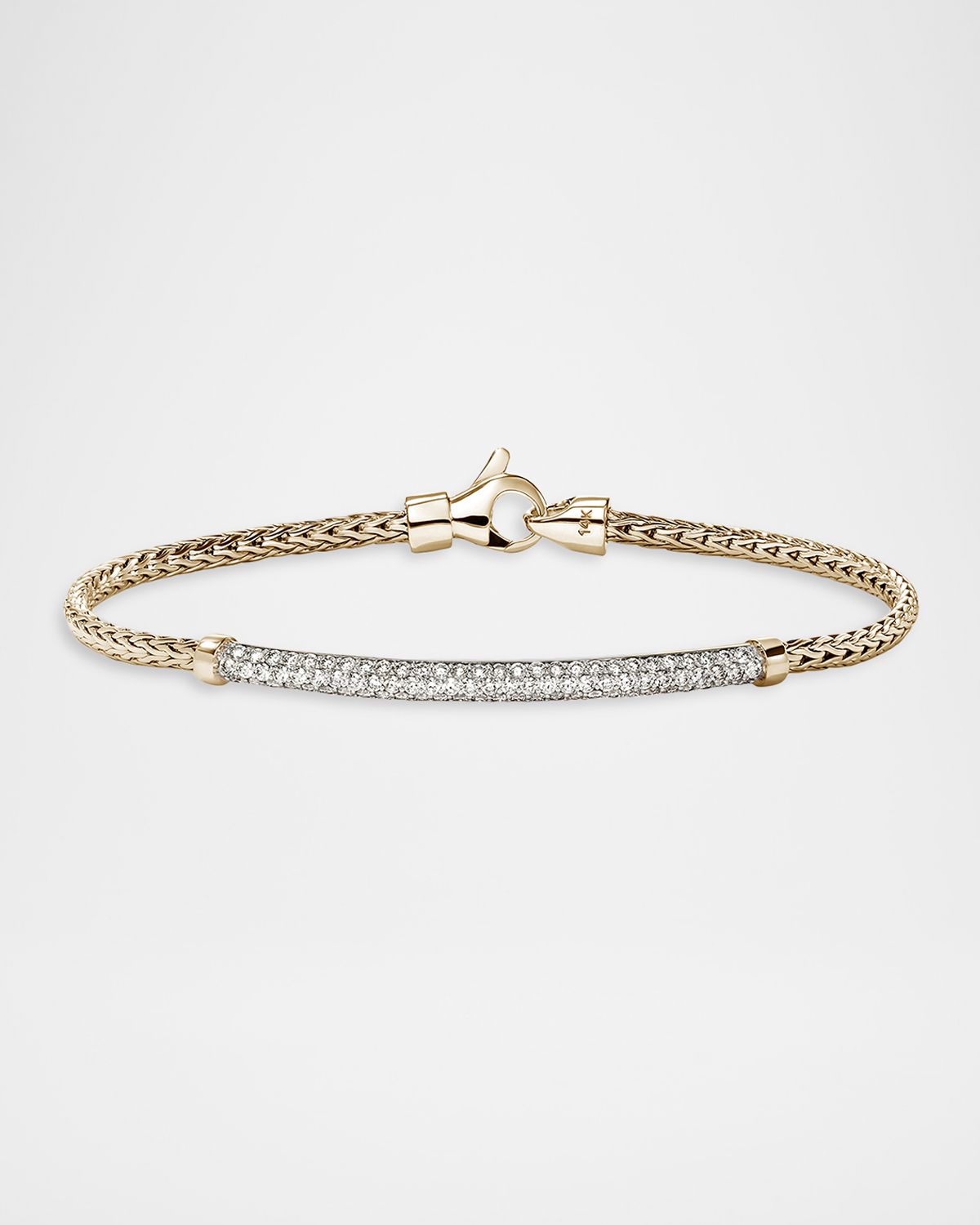 John Hardy JH Essential 14K Yellow Gold Diamond Pave Station Bracelet, 2.5mm