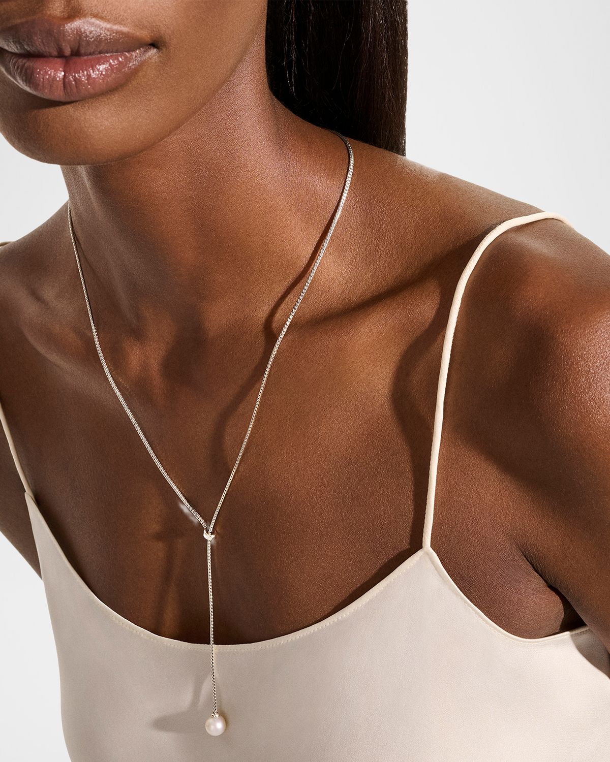 John Hardy Sterling Silver JH Essential Pearl Lariat Necklace