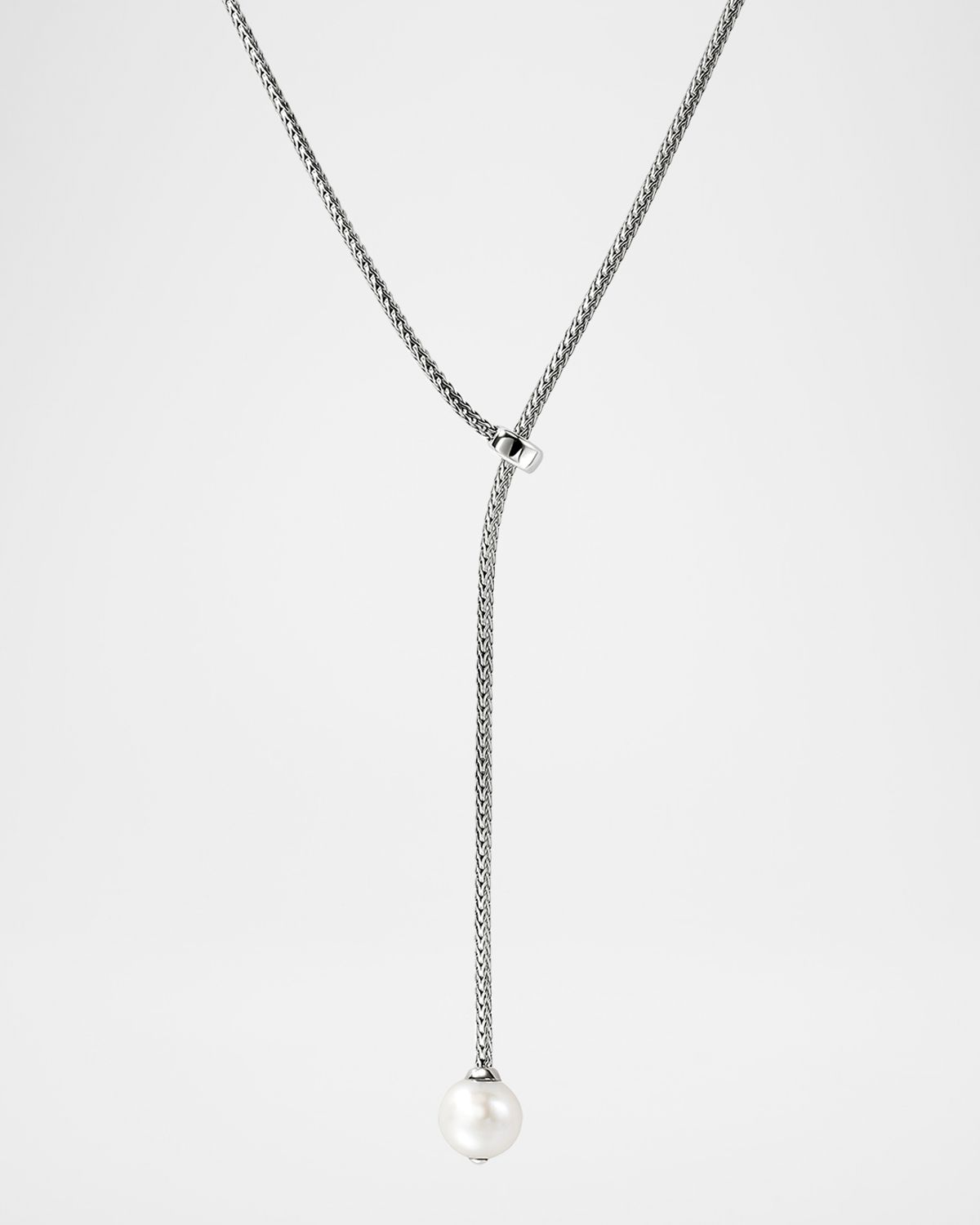 John Hardy Sterling Silver JH Essential Pearl Lariat Necklace