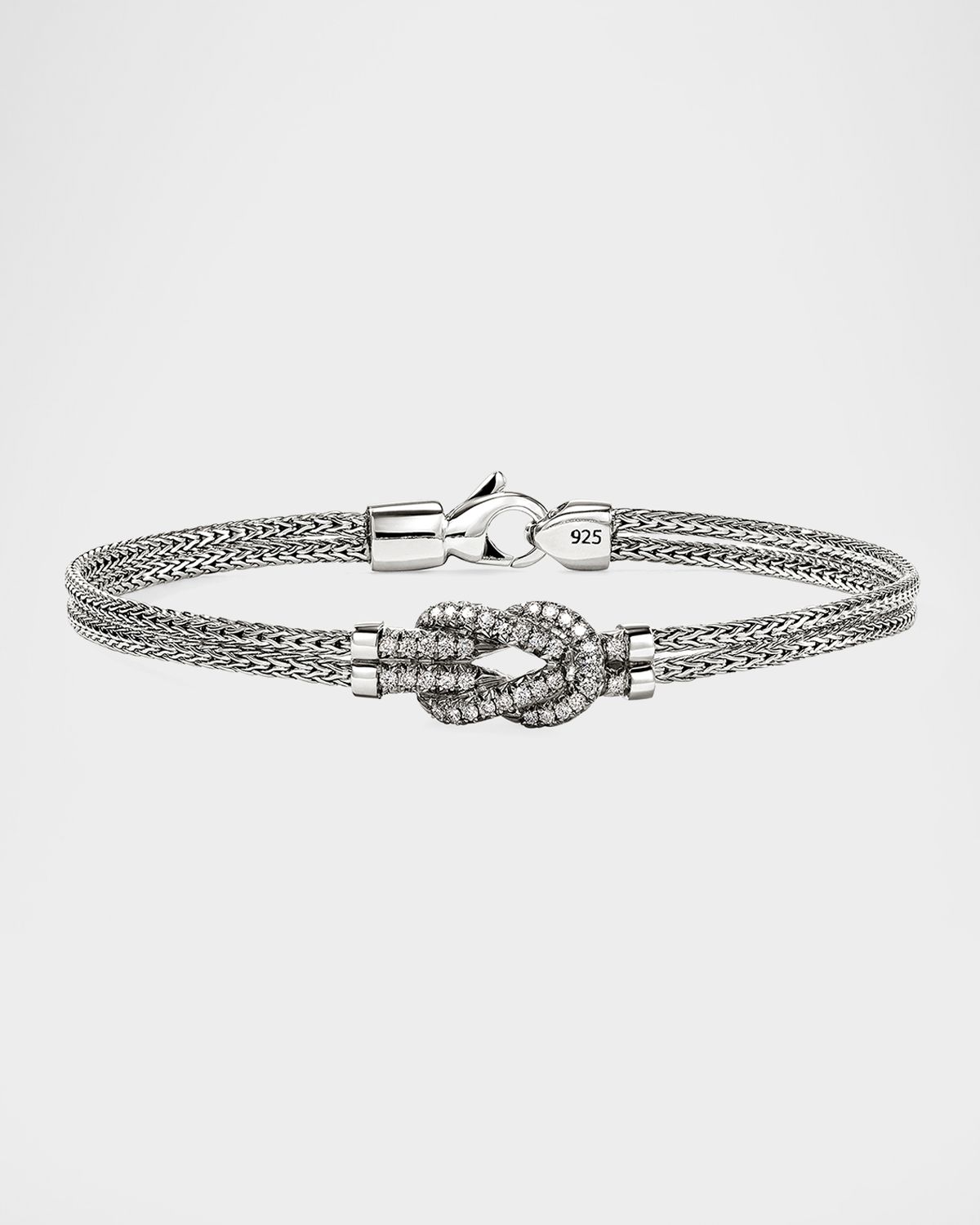 John Hardy Love Knot Sterling Silver and Diamond Bracelet, 3.6mm