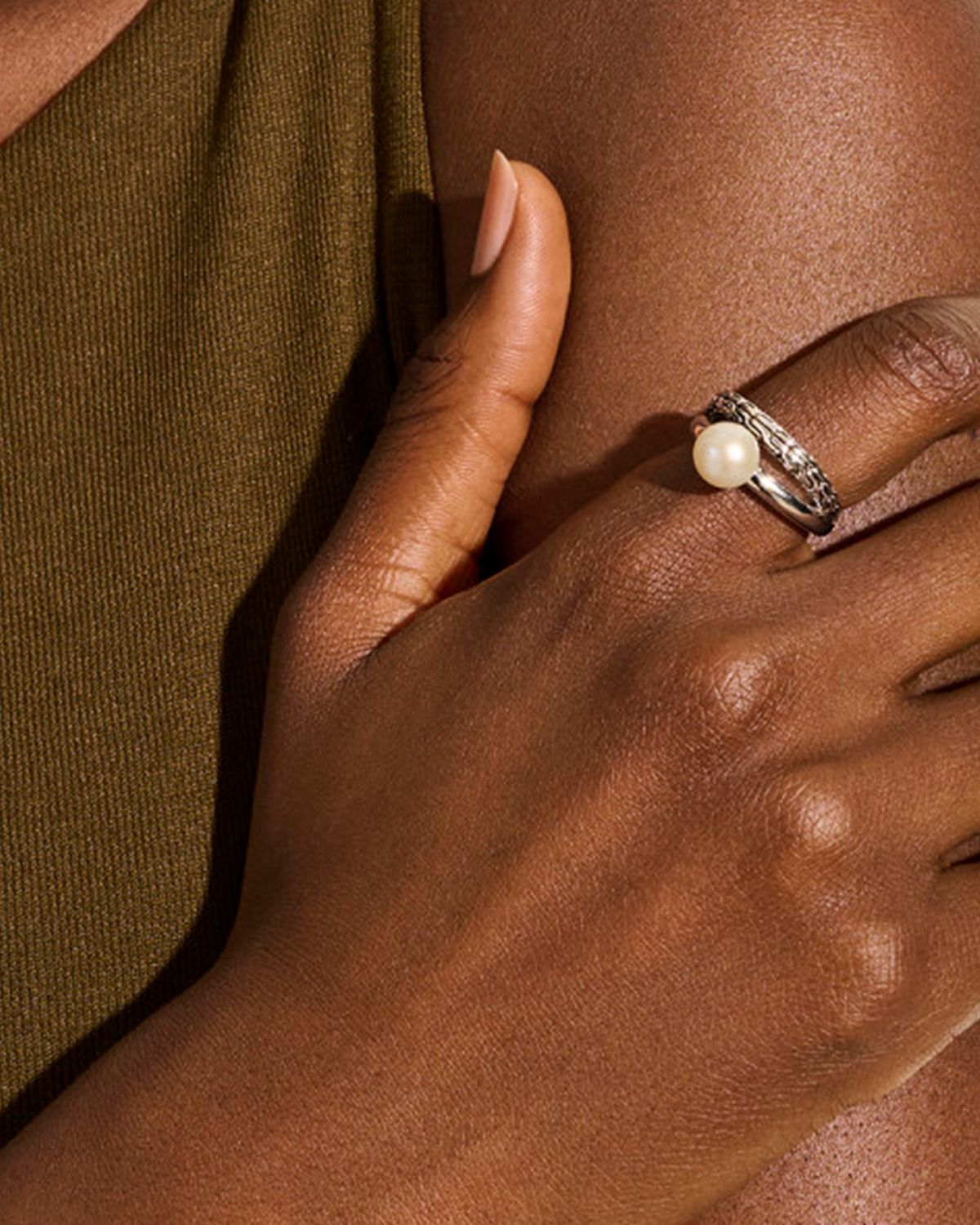 John Hardy JH Essential Sterling Silver Freshwater Pearl Ring