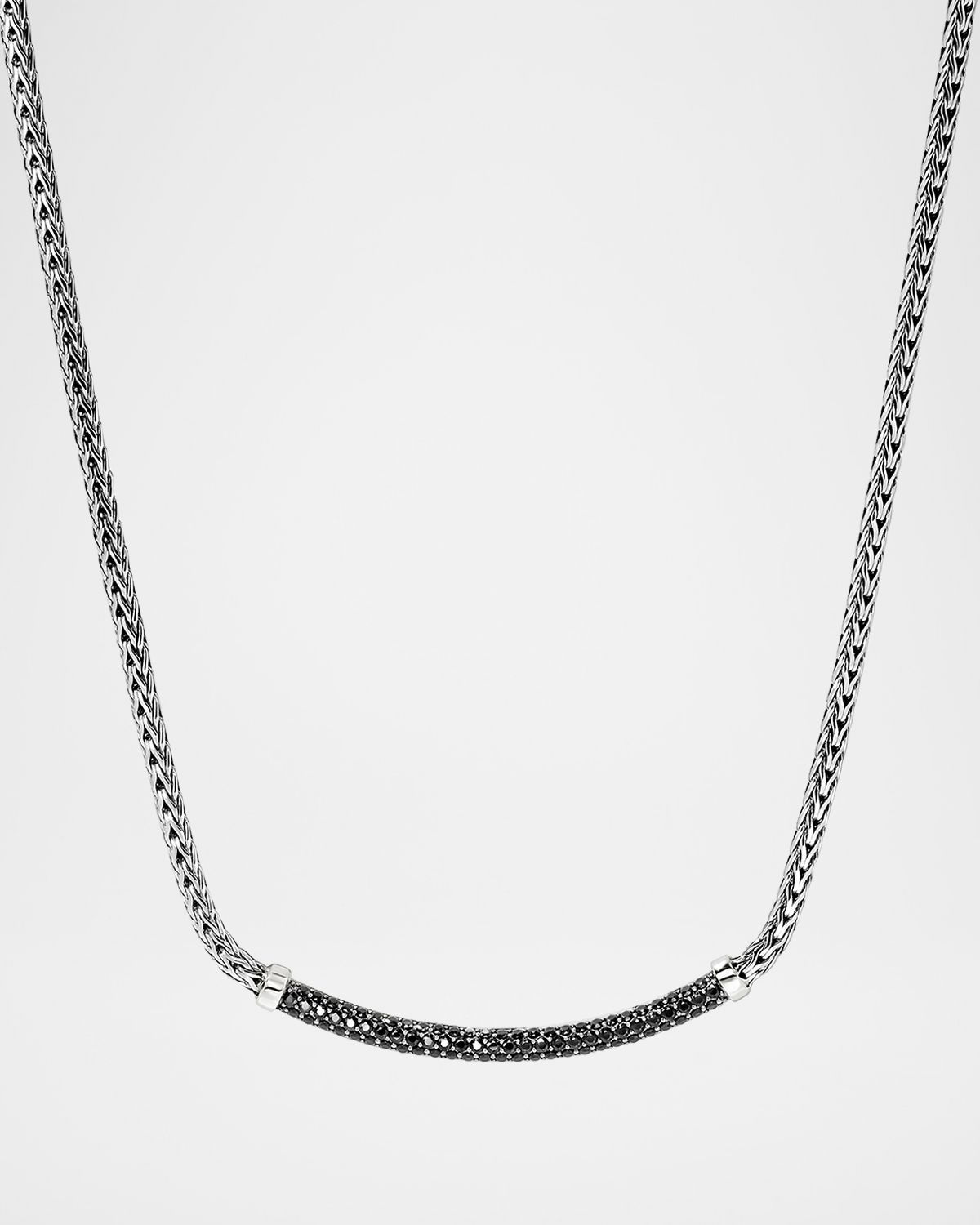 John Hardy JH Essential Sterling Silver Black Sapphire Pave Station Necklace, 2.5mm