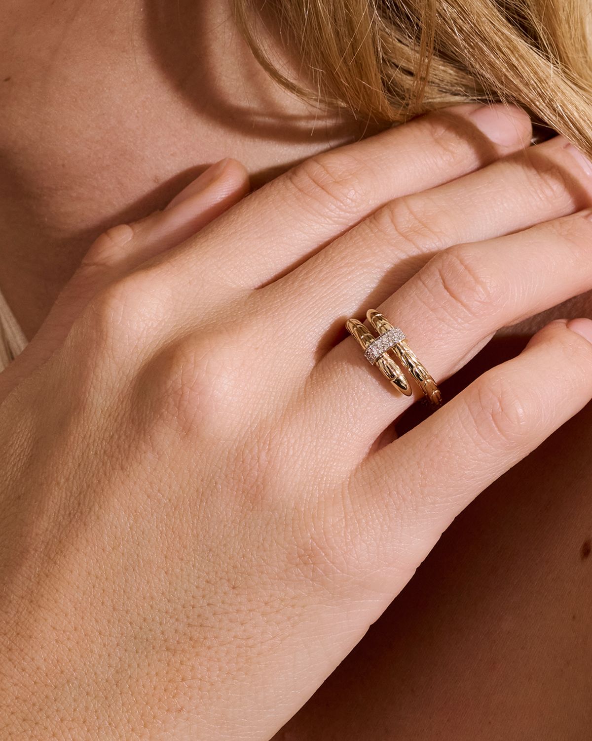 John Hardy 14K Yellow Gold Diamond Pave Spear Ring