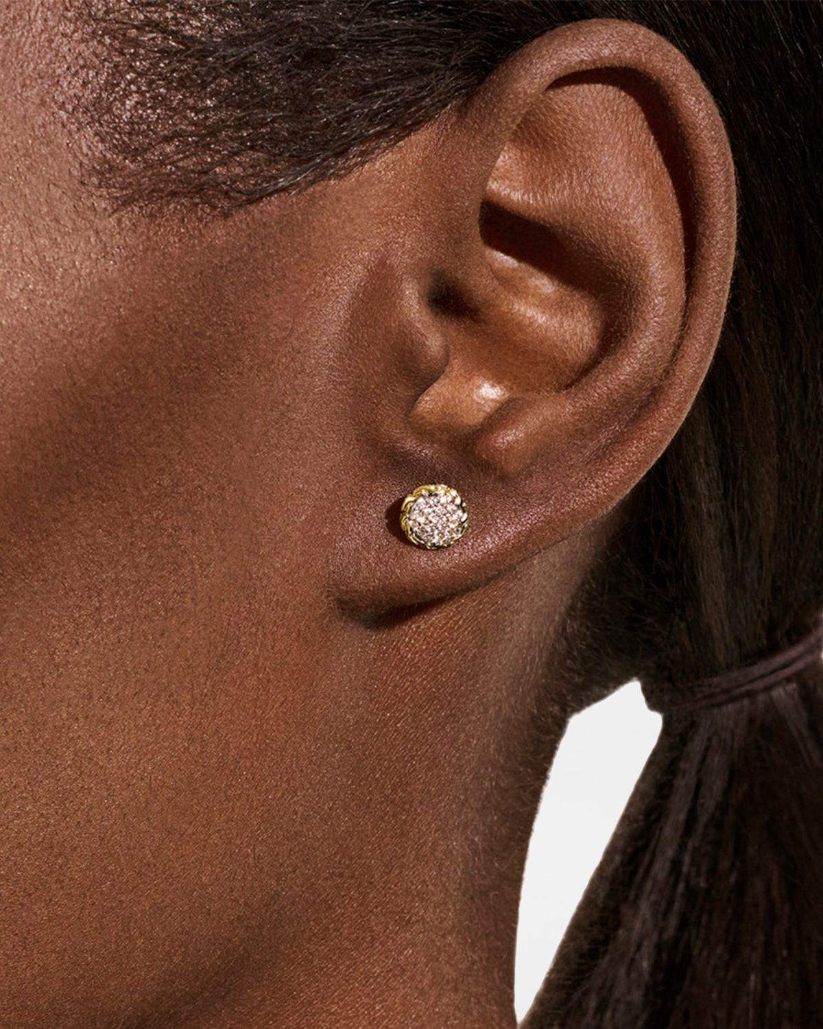 John Hardy JH Essential 14K Yellow Gold Diamond Pave Stud Earrings, 7mm