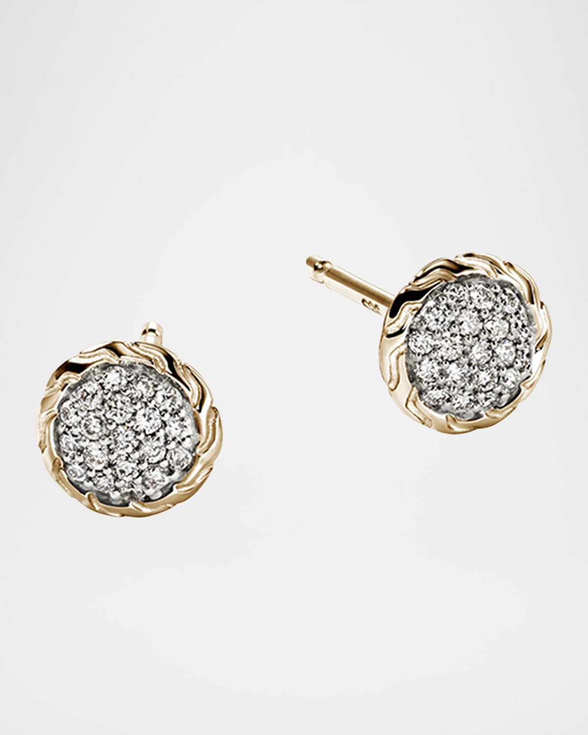 John Hardy JH Essential 14K Yellow Gold Diamond Pave Stud Earrings, 7mm