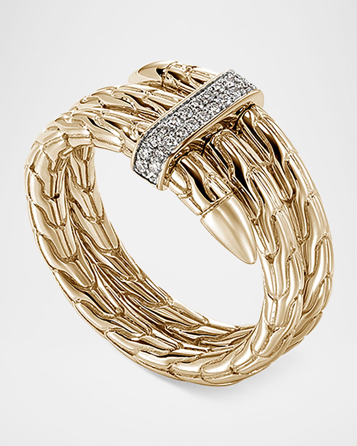 John Hardy 14K Yellow Gold Diamond Pave Spear Ring, Wide