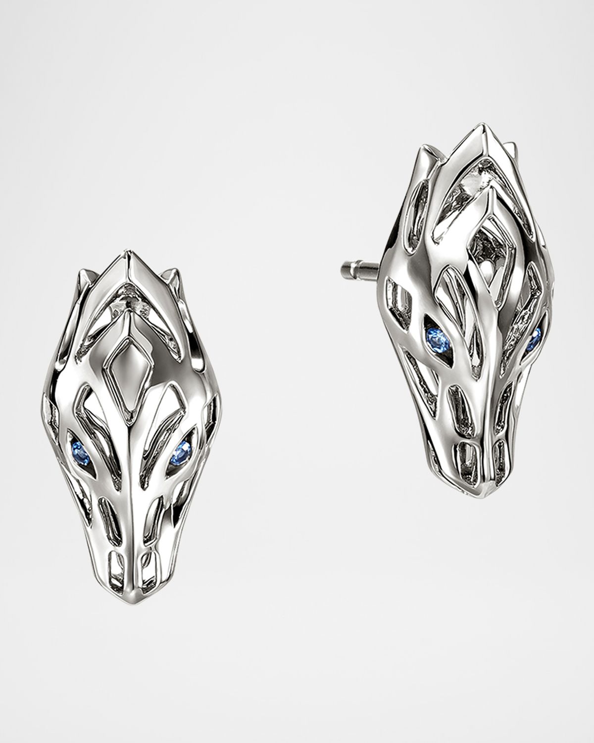 John Hardy Sterling Silver Naga Stud Earrings with Sapphires