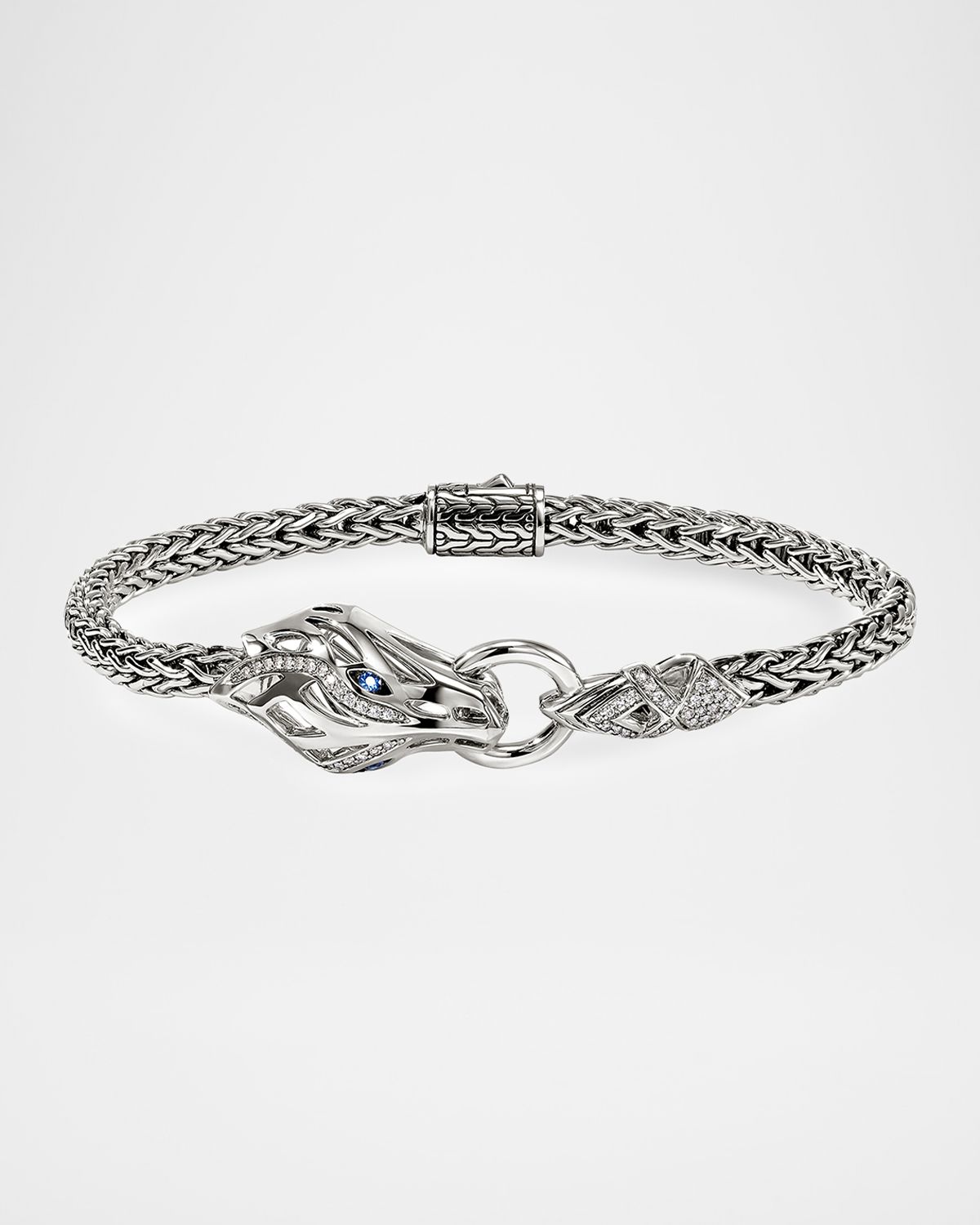 John Hardy Naga Sterling Silver Chain Bracelet with Diamonds and Sapphires, 4.4mm
