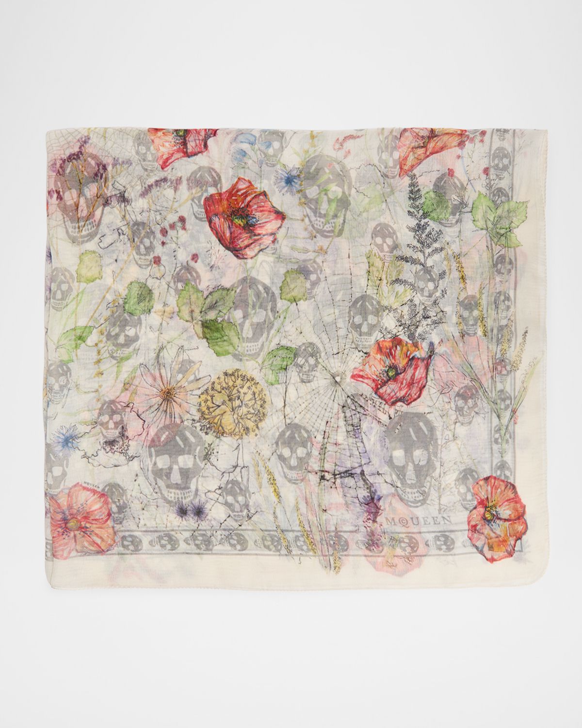 McQueen Skull & Spider Floral Silk Scarf | Thumbnail 5 McQueen Skull & Spider Floral Silk Scarf | Thumbnail 5