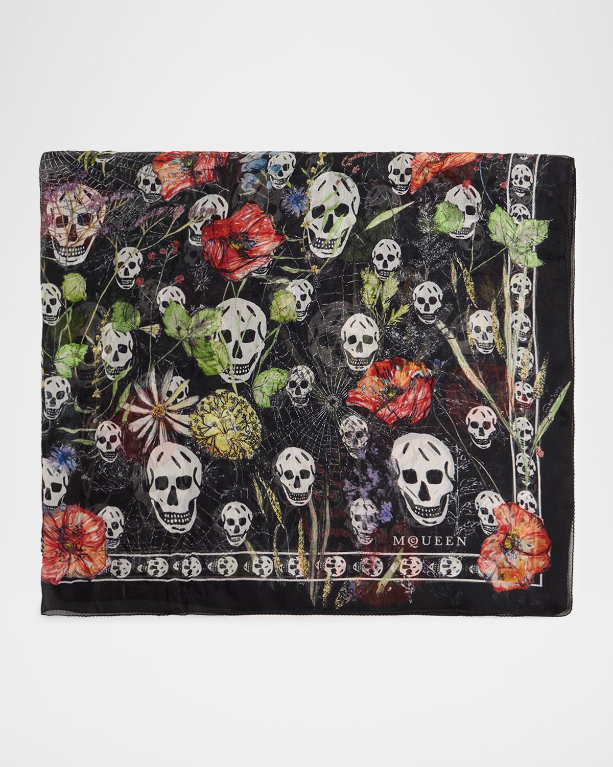 McQueen Skull & Spider Floral Silk Scarf | Thumbnail 5 McQueen Skull & Spider Floral Silk Scarf | Thumbnail 5