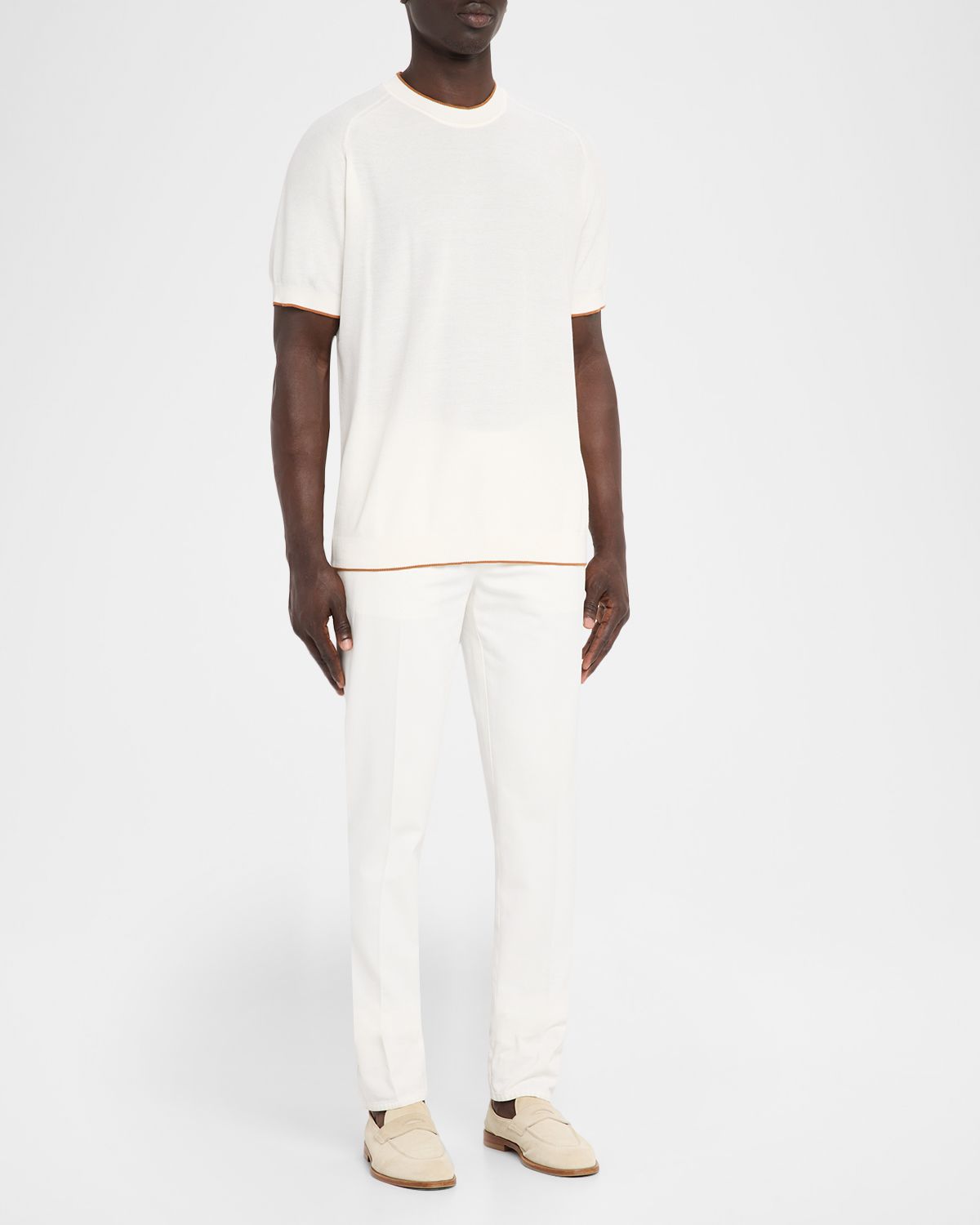 Kiton Men 's Cotton Pique Short-Sleeve Crewneck Sweater