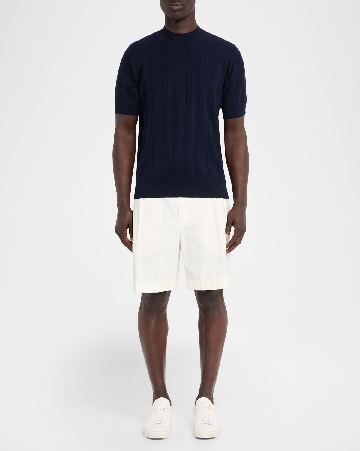 Kiton Men 's Cotton Rib Short-Sleeve Crewneck Sweater