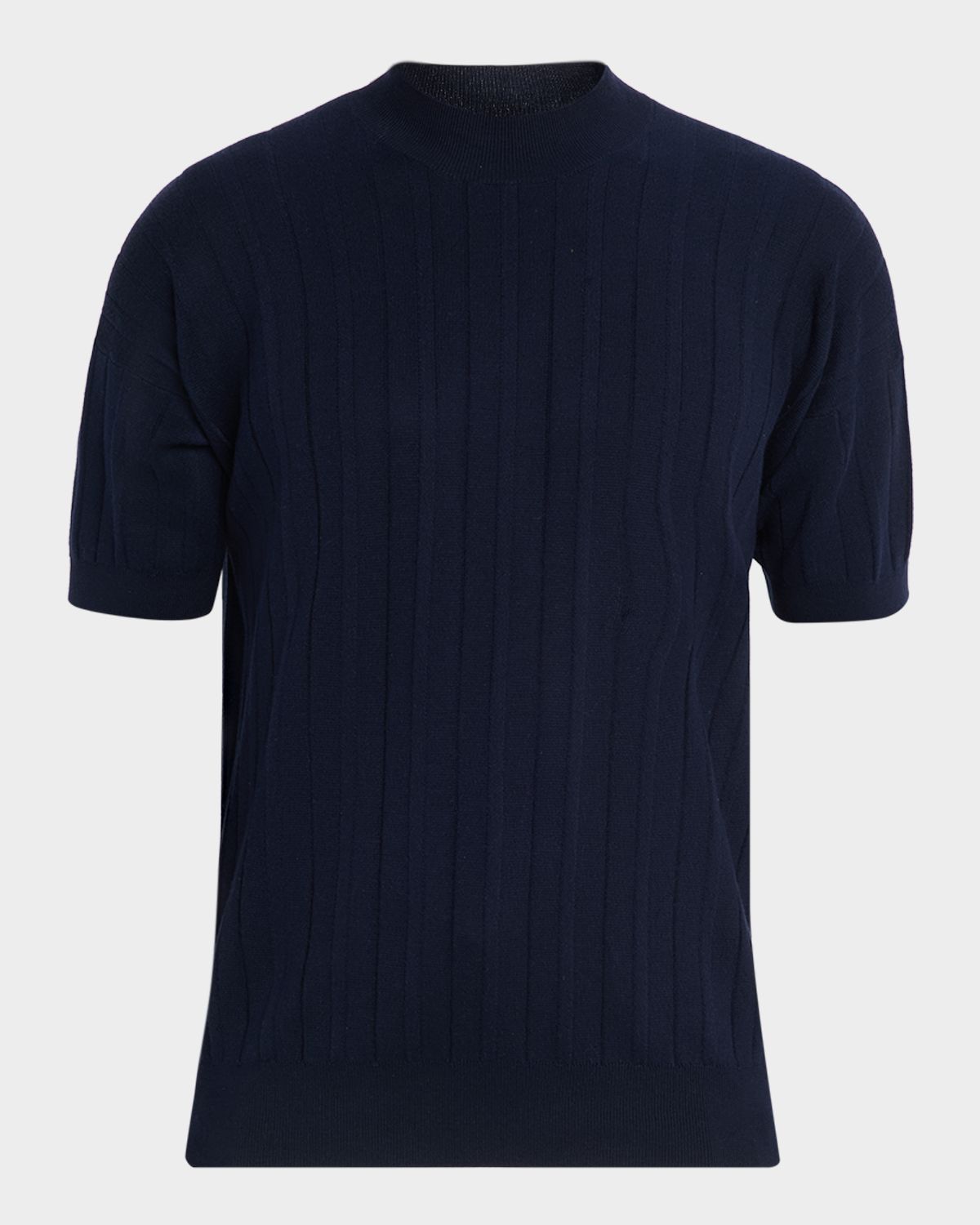 Kiton Men 's Cotton Rib Short-Sleeve Crewneck Sweater