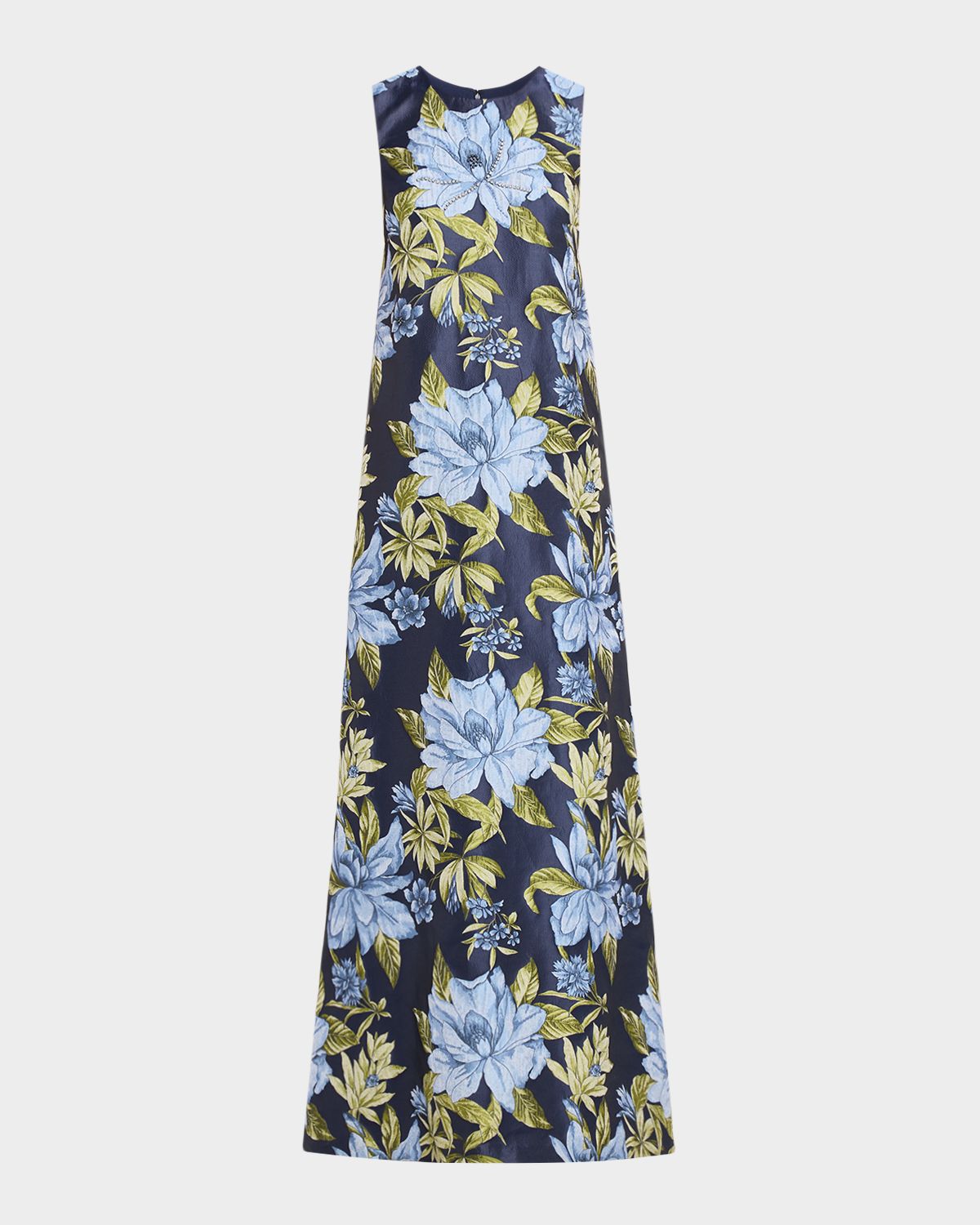 Aidan Mattox Sleeveless Beaded Floral Jacquard Gown