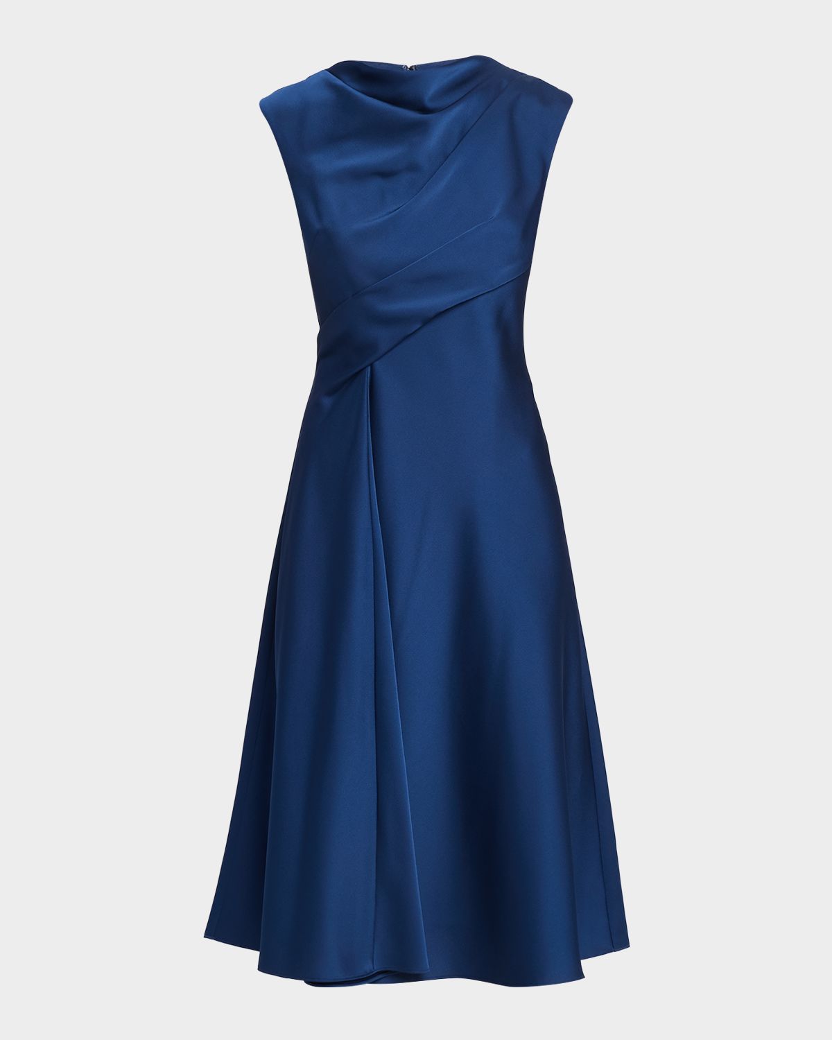 Aidan Mattox Cowl-Neck Crepe Back Satin Midi Dress