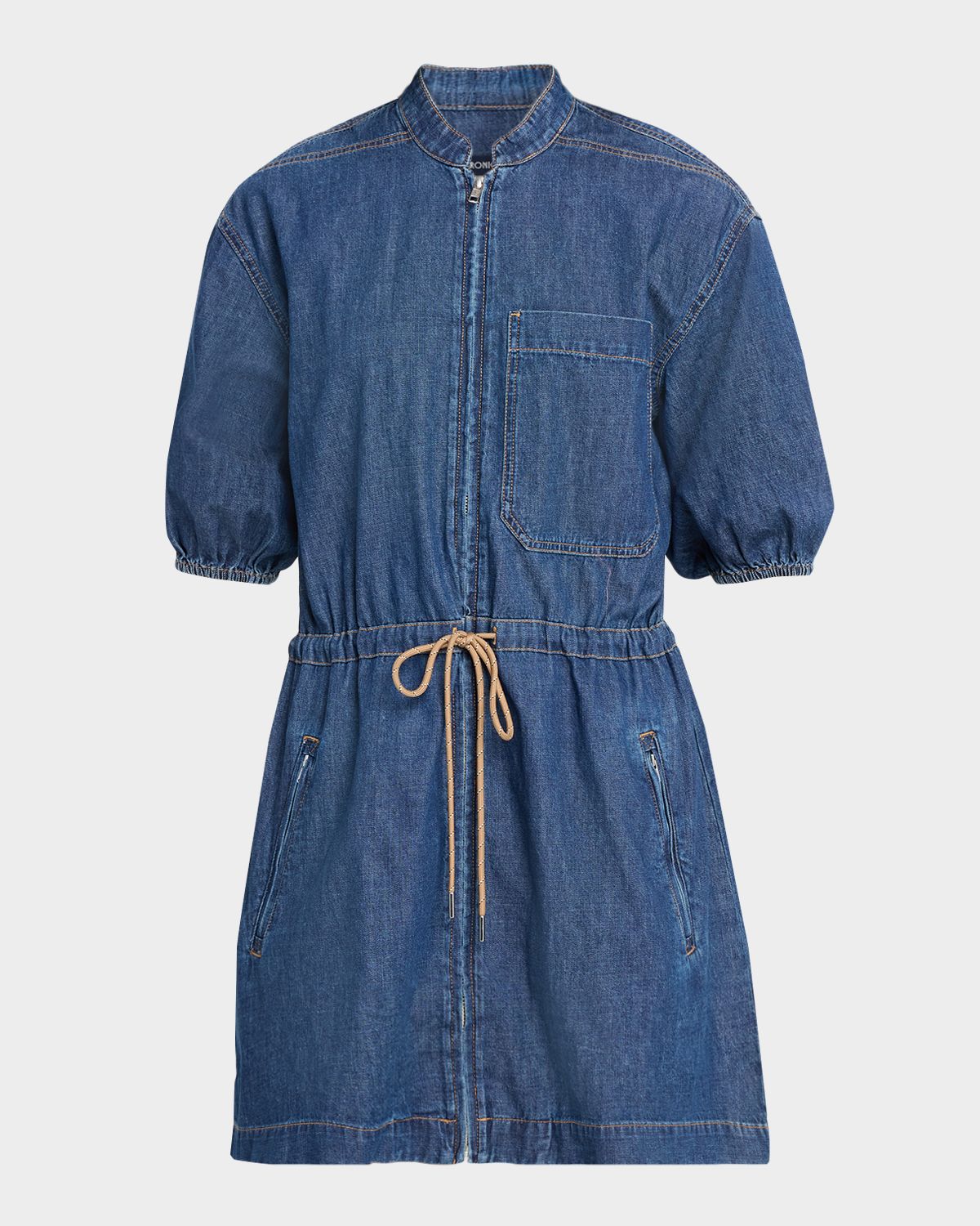 Veronica Beard Akerman Short-Sleeve Denim Mini Dress