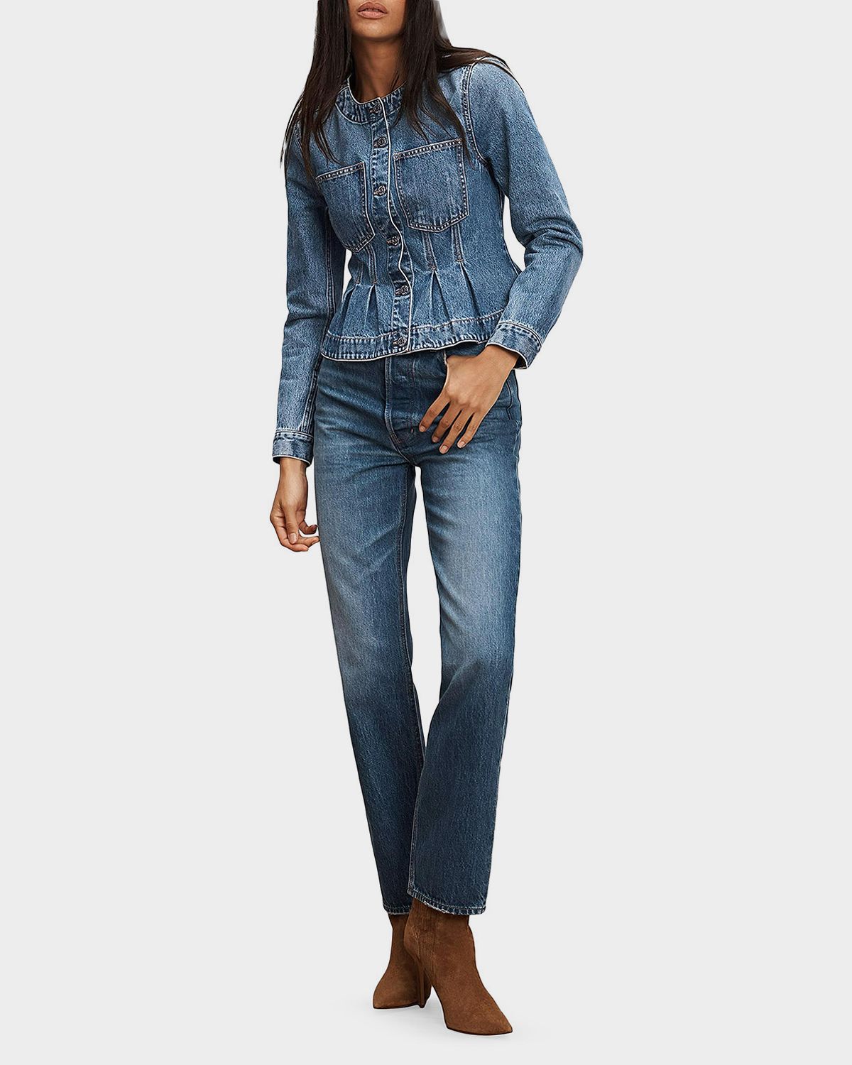 Veronica Beard Zahara Denim Peplum Jacket
