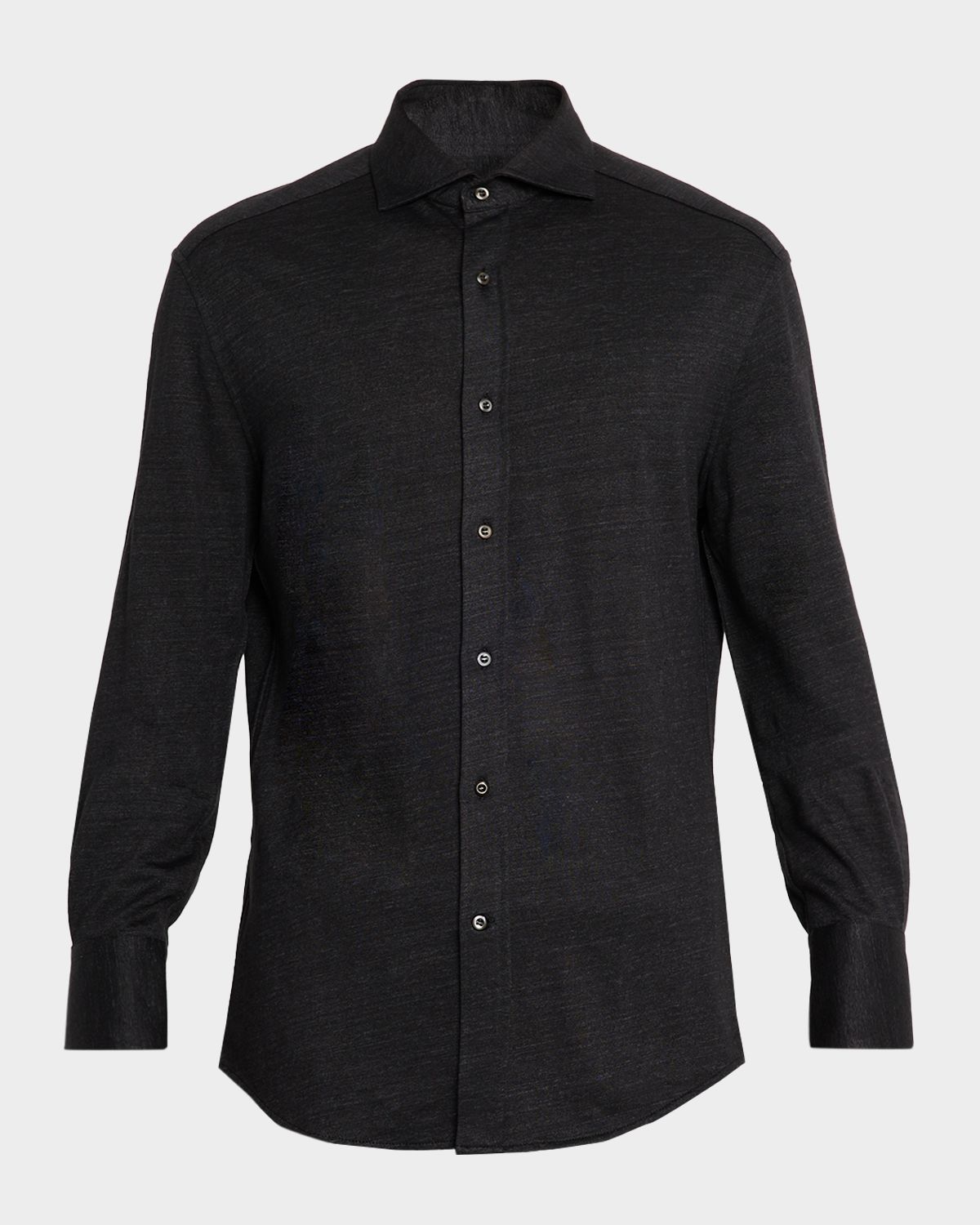 Brunello Cucinelli Men 's Linen and Cotton Heathered Sport Shirt | Thumbnail 6 Brunello Cucinelli Men 's Linen and Cotton Heathered Sport Shirt | Thumbnail 6