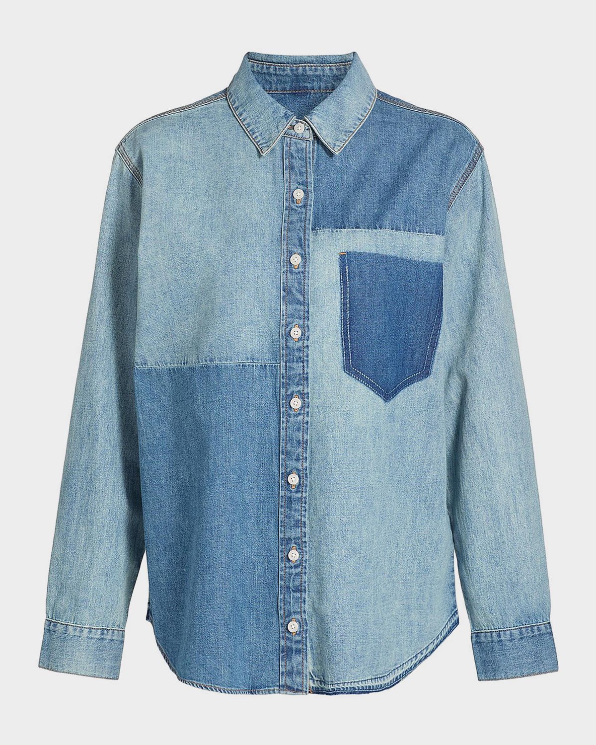 Veronica Beard Dalma Denim Color Block Shirt | Thumbnail 8