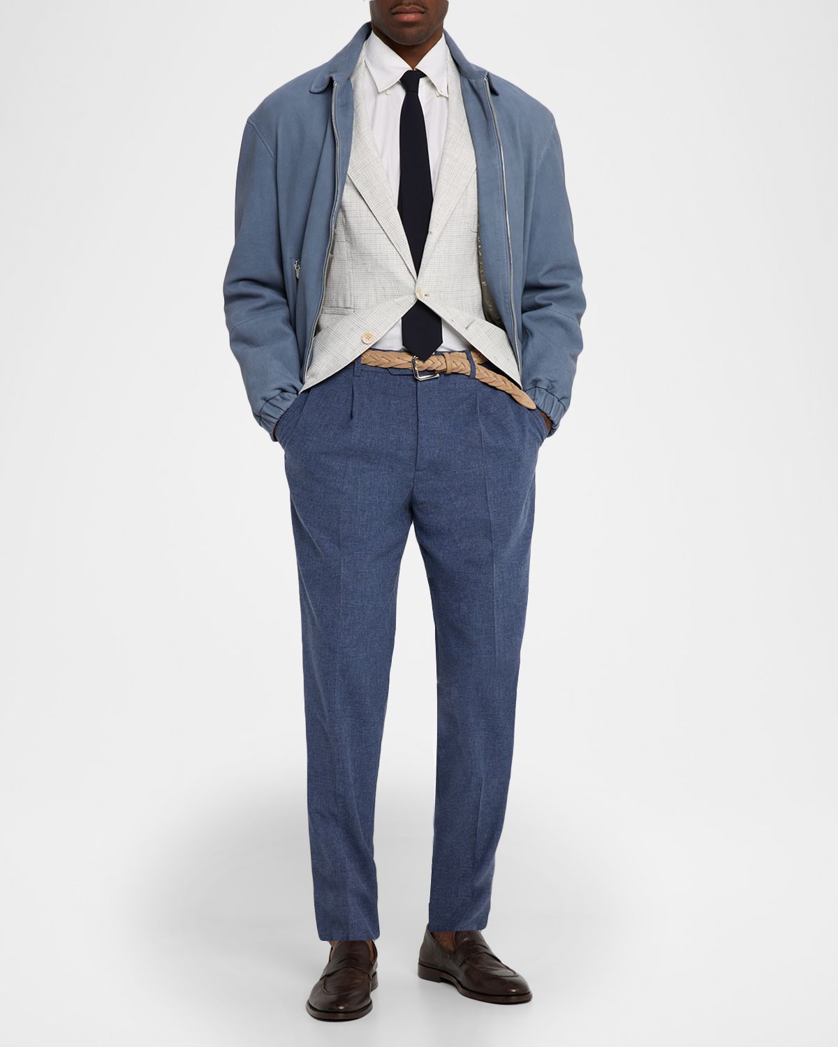 Brunello Cucinelli Men 's Linen Houndstooth Deconstructed Blazer