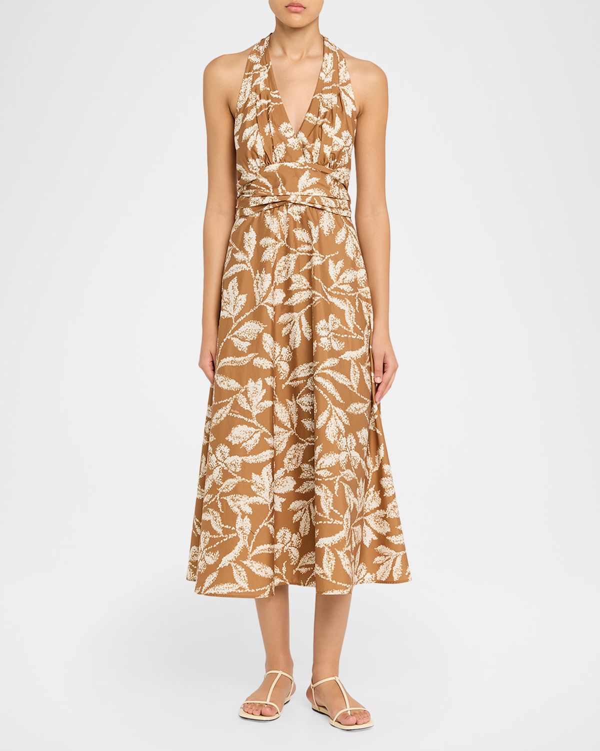 Max Mara Botanical-Print Halter Midi Dress