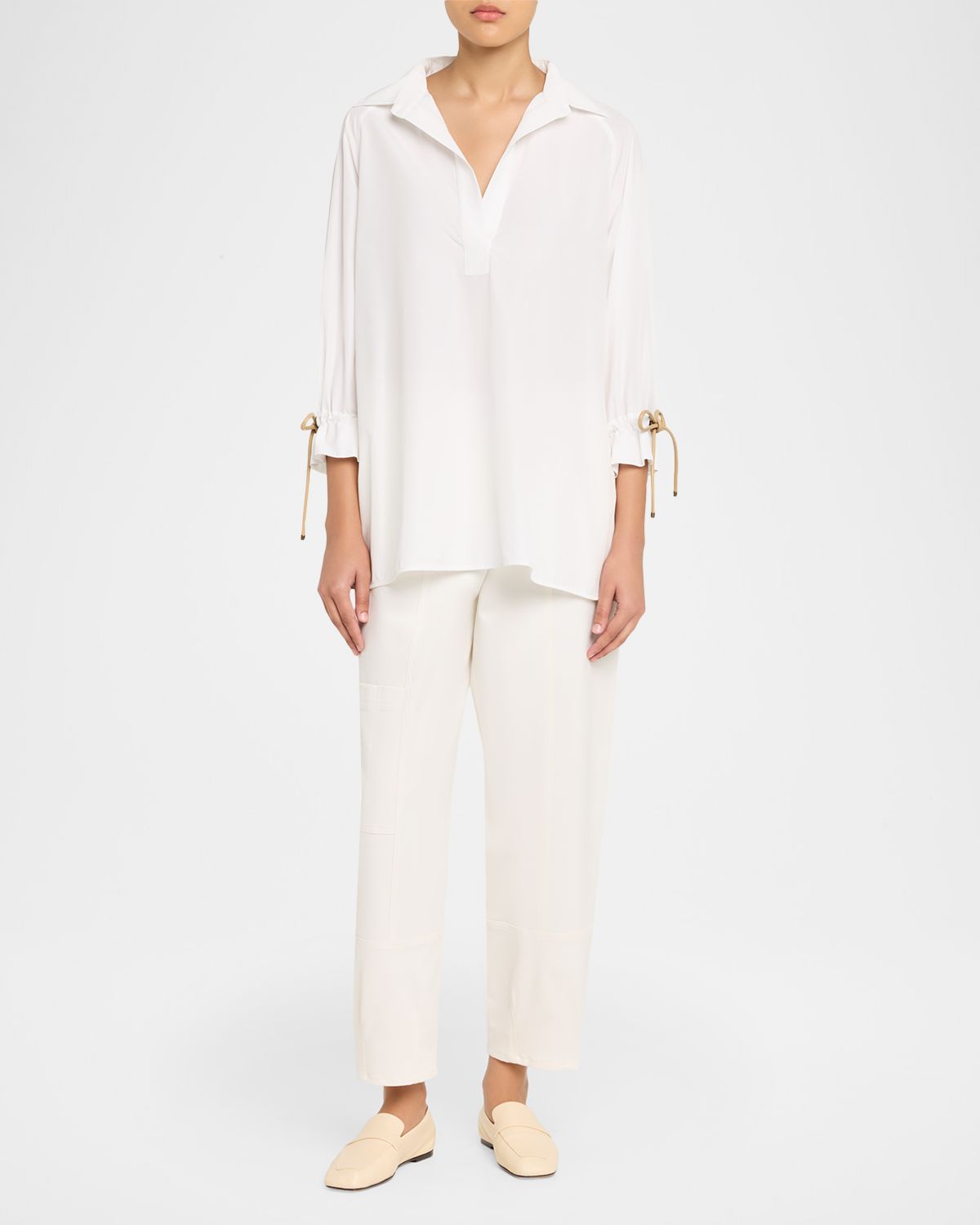 Max Mara Raglan-Sleeve Cotton Poplin Blouse