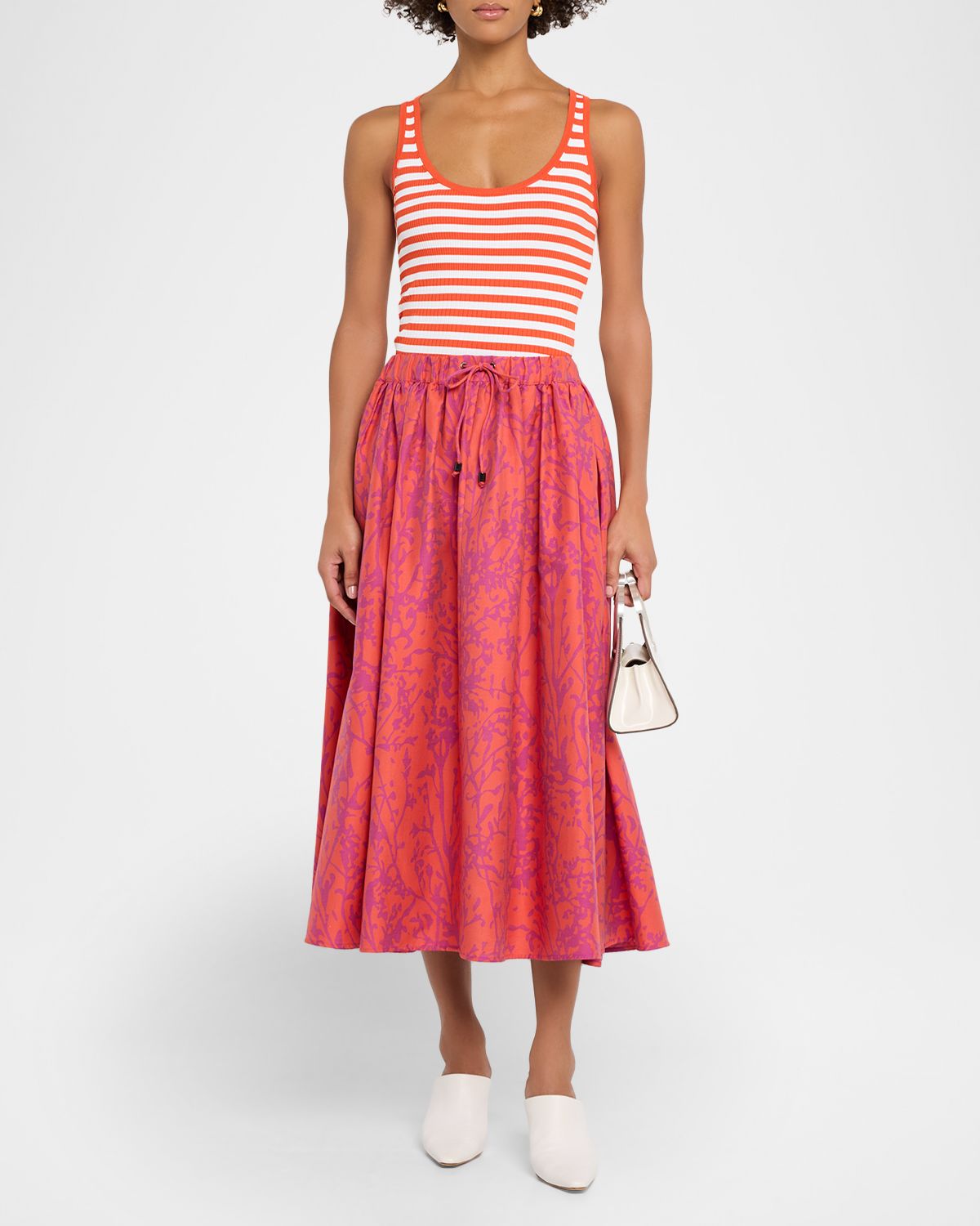 Max Mara Coral Striped Rib Tank Top