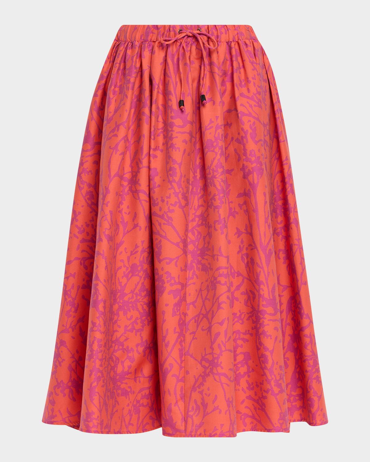 Max Mara Coral-Print Drawstring Midi Skirt