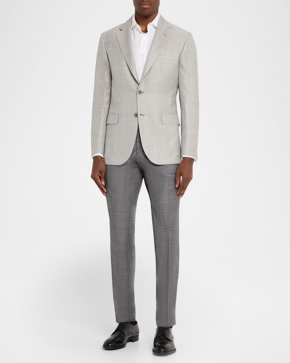 Brioni Men 's Wool, Silk and Linen Windowpane Single-Breasted Sport Coat