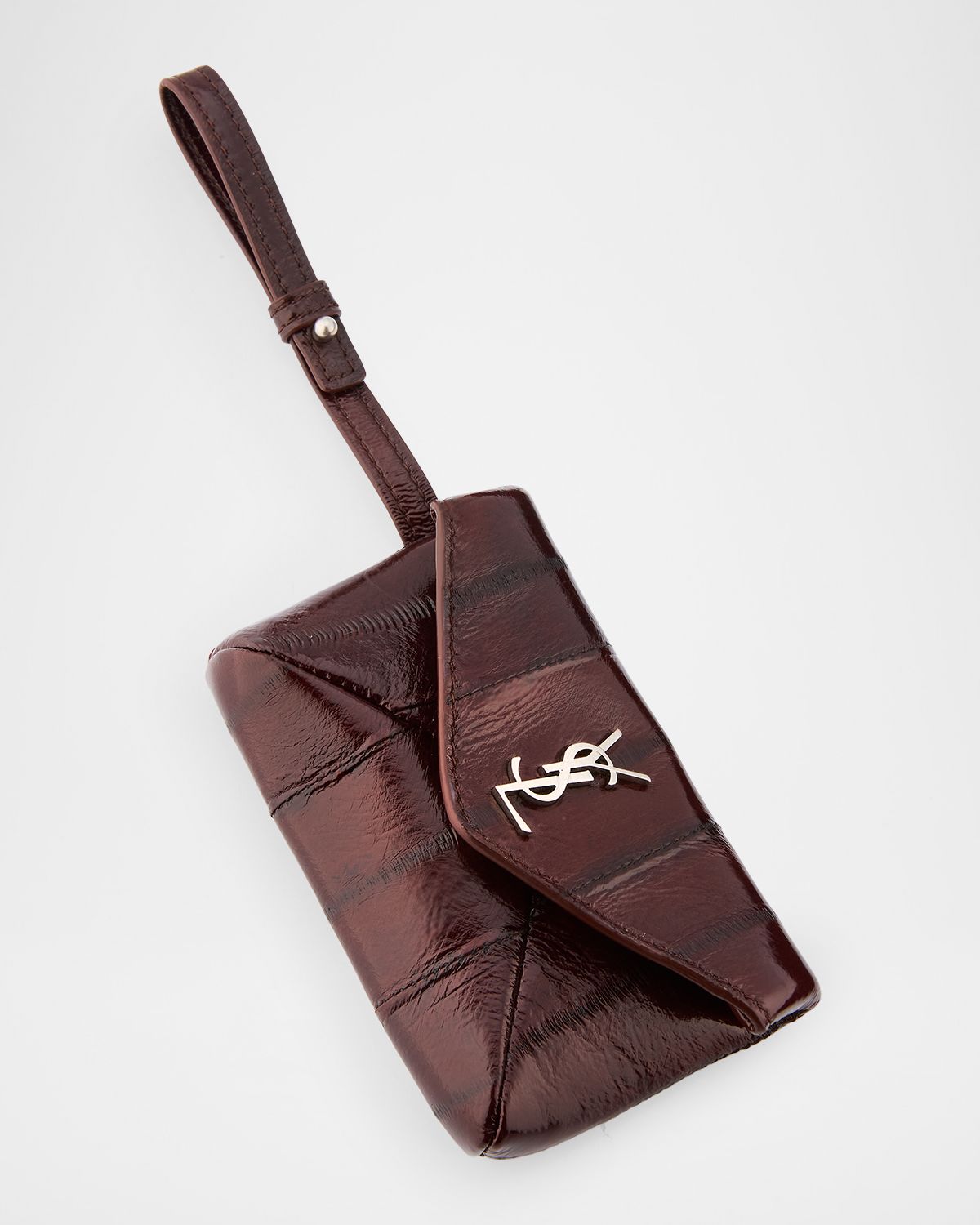 Saint Laurent Men 's Cassandre Micro YSL Envelope Pouch in Grained Leather