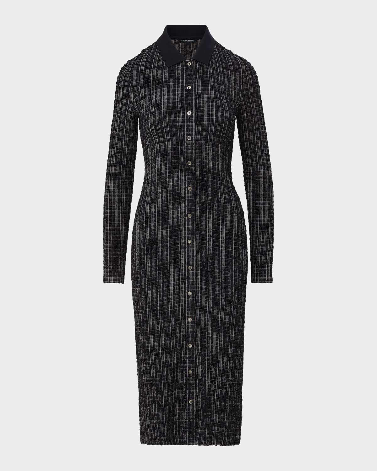 Veronica Beard Barrett Textured Plaid Shirtdress