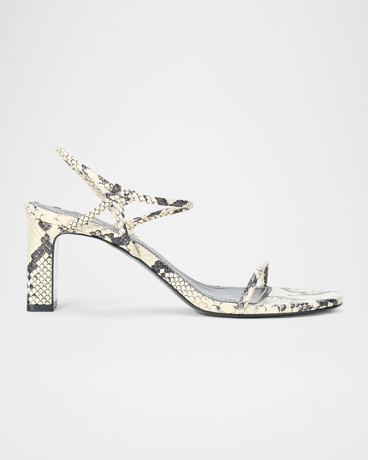 STAUD 65mm Laurel Snake-Embossed Leather Sandals
