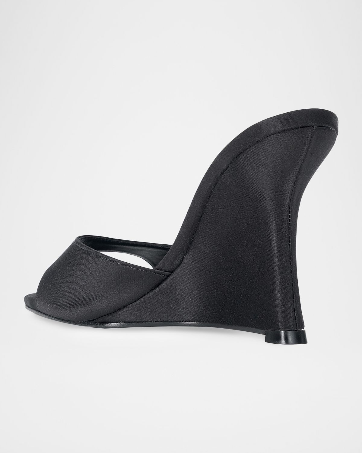 STAUD 100mm Brigitte Satin Wedge Mules
