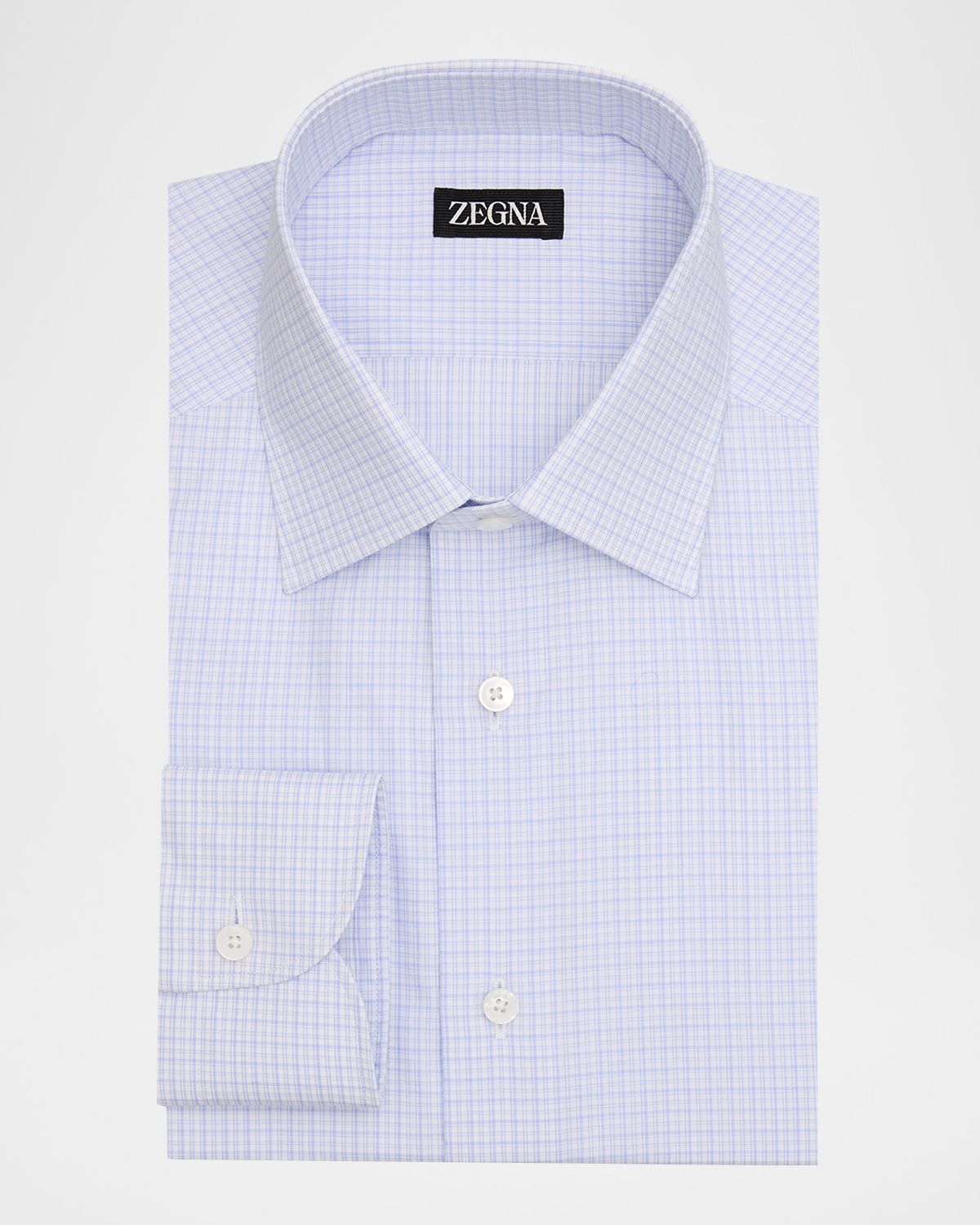 ZEGNA Men 's Pure Cotton Micro-Plaid Dress Shirt